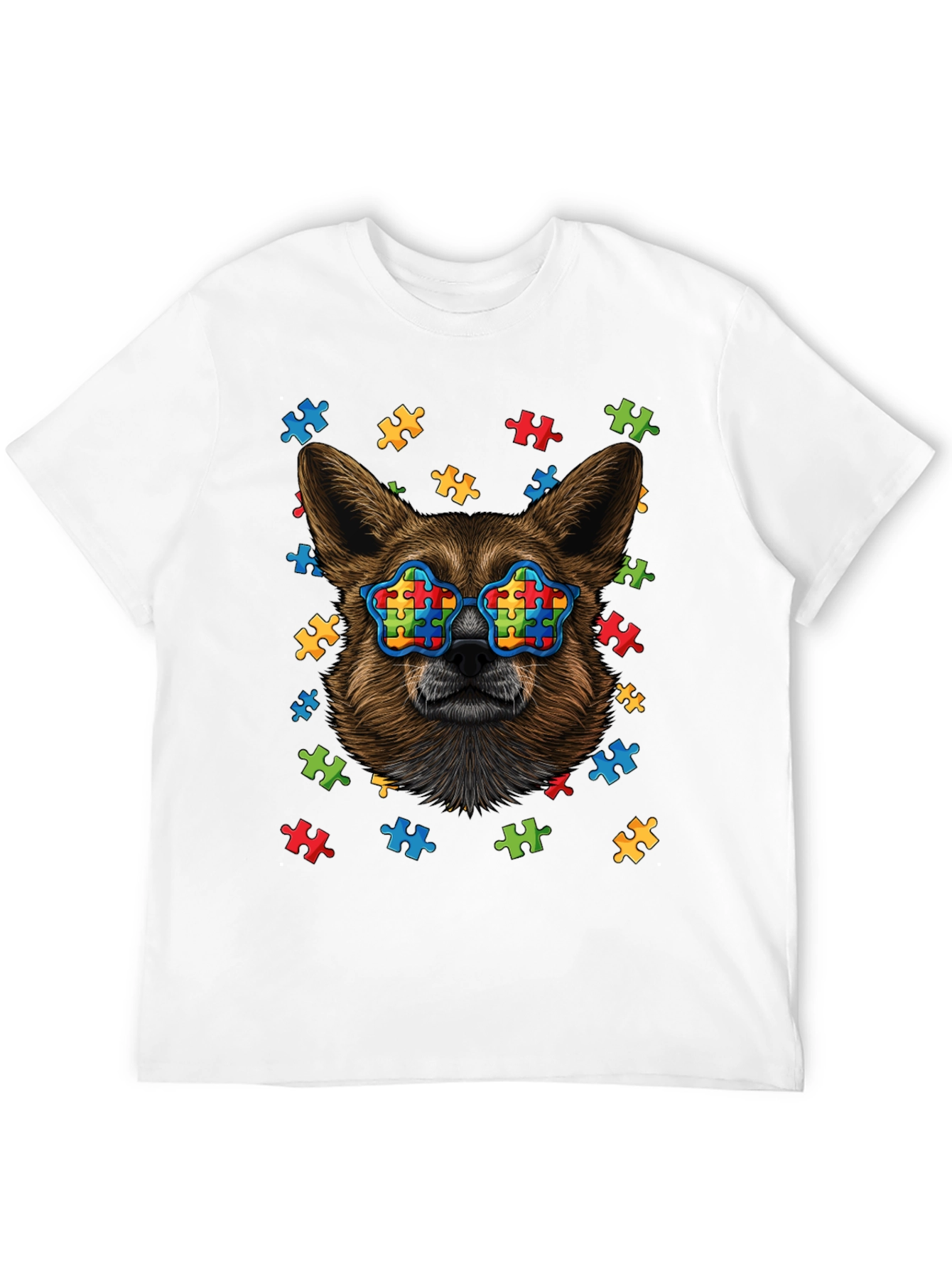 Black Dog Autism Puzzle T-Shirt view 12