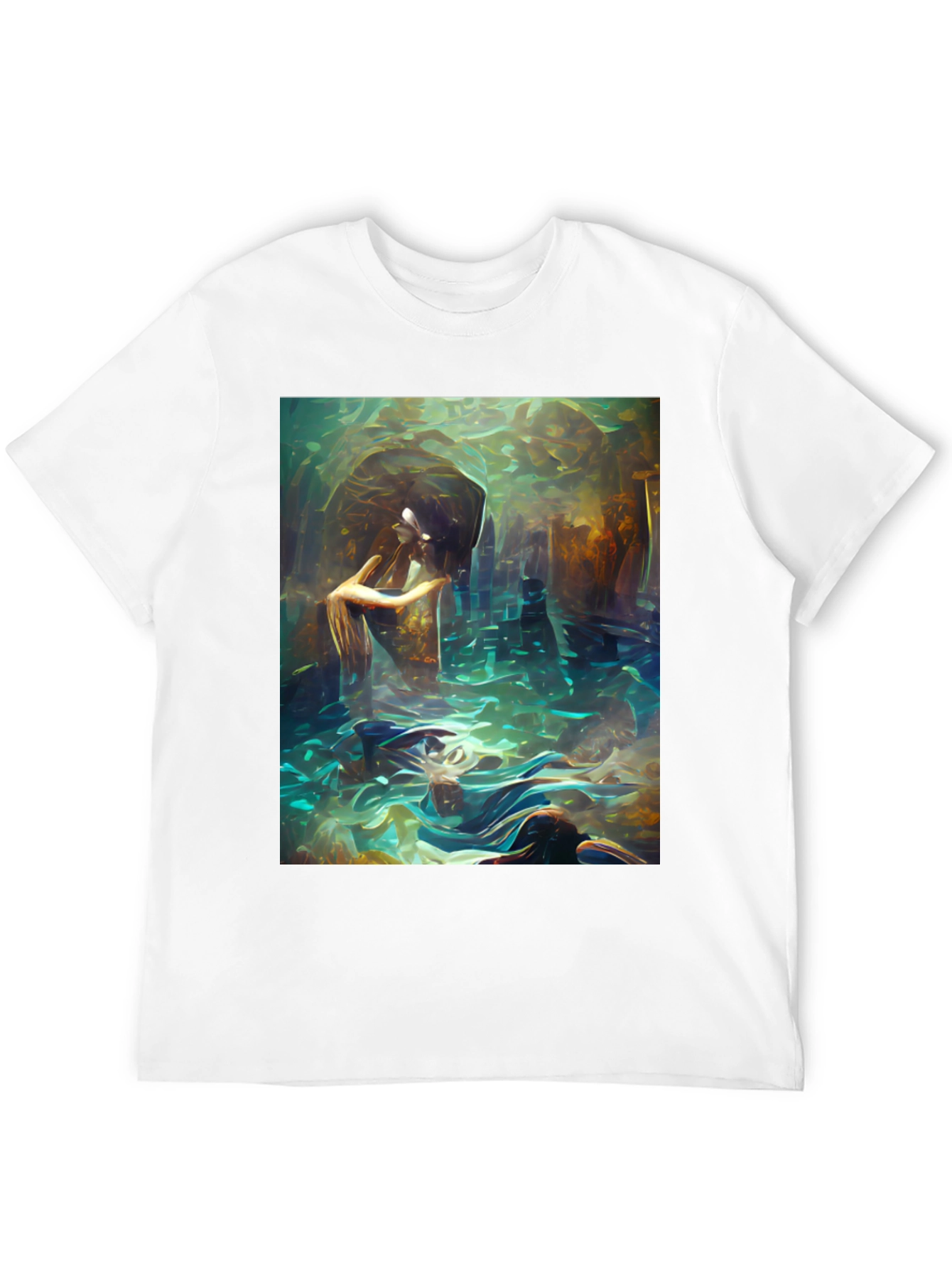 Black Artistic Underwater Scene Black T-Shirt view 12