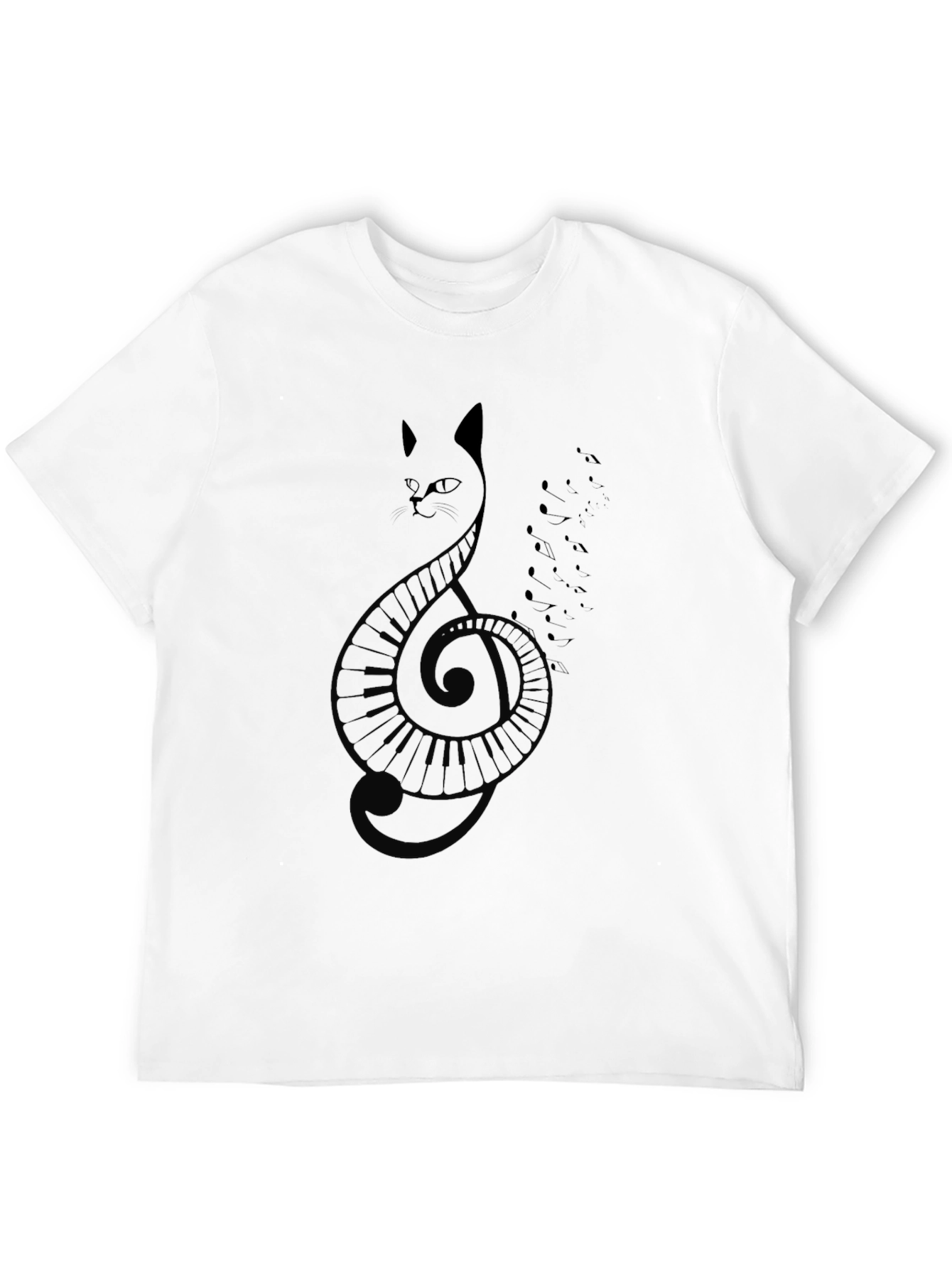 Black Cat Clef Music T-Shirt - Black view 12