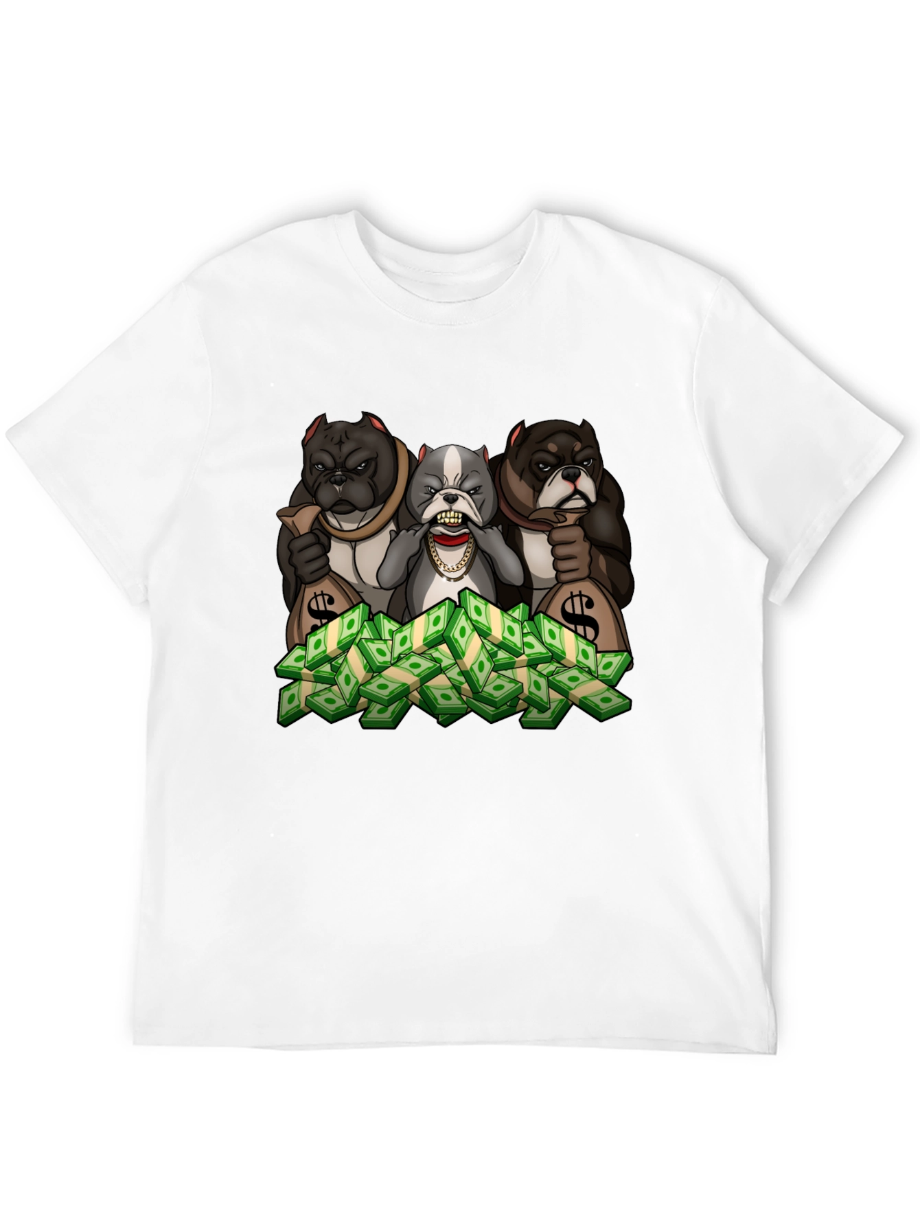 Black Bulldog Money T-Shirt - Cartoon Graphic Tee view 12