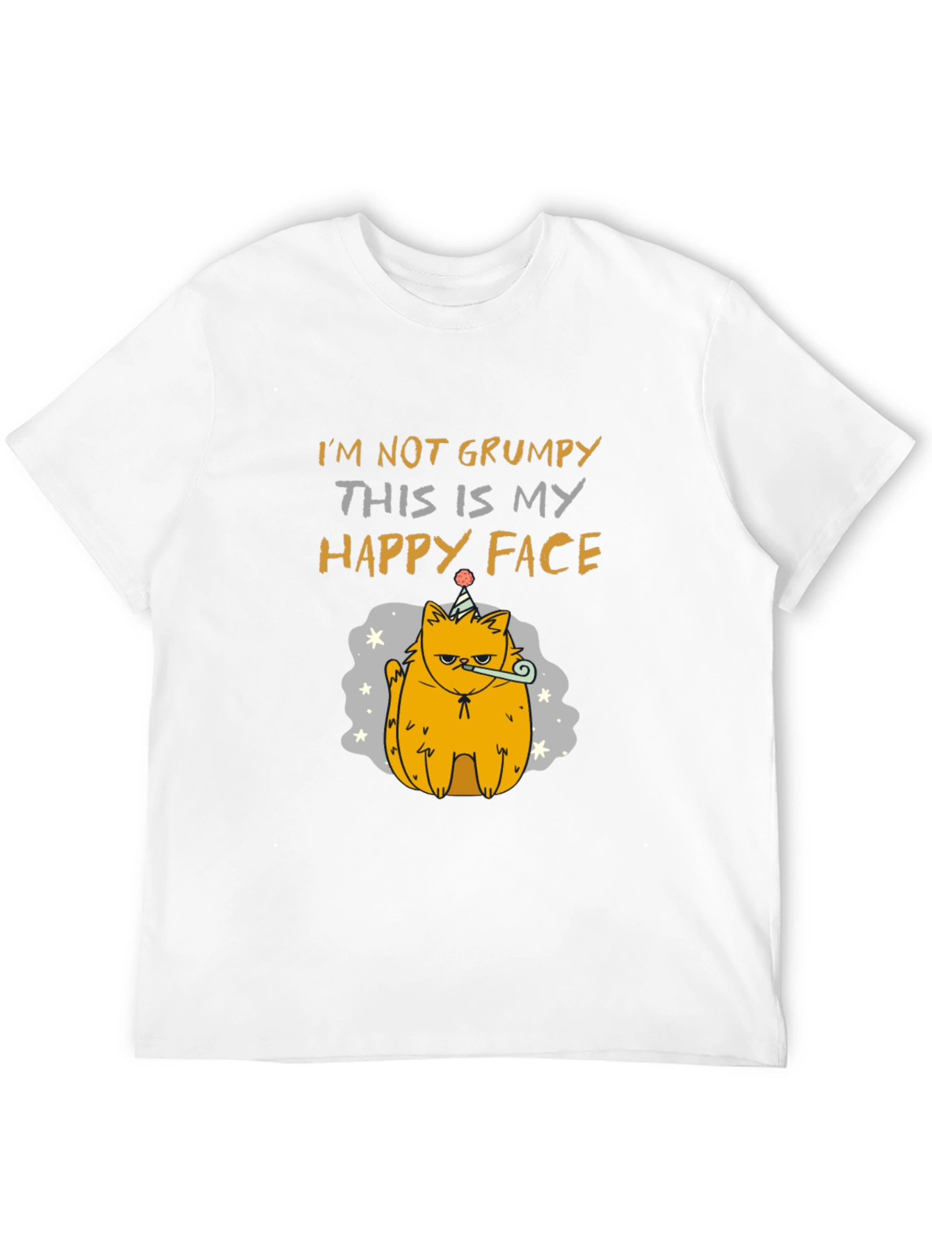 Black Grumpy Cat T-Shirt - Happy Face Design view 12