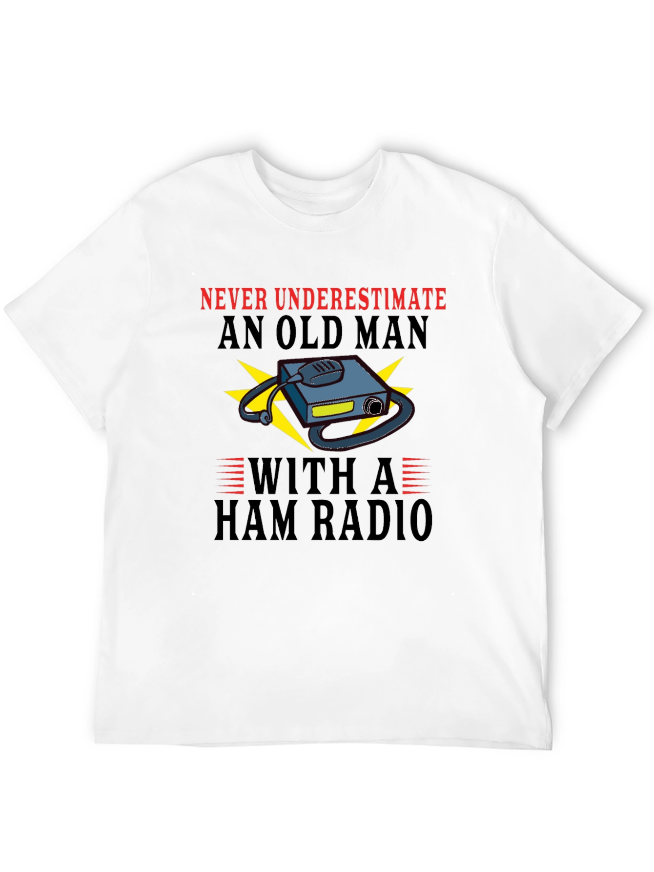 Black Ham Radio Old Man T-Shirt view 12