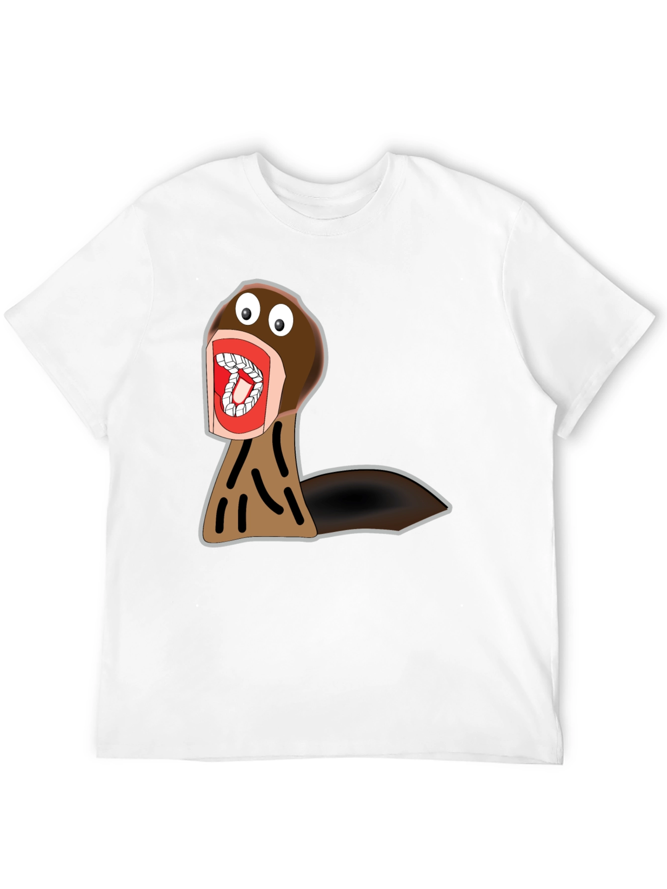 Black Funny Cartoon Monster Graphic Tee - Black Cotton view 12