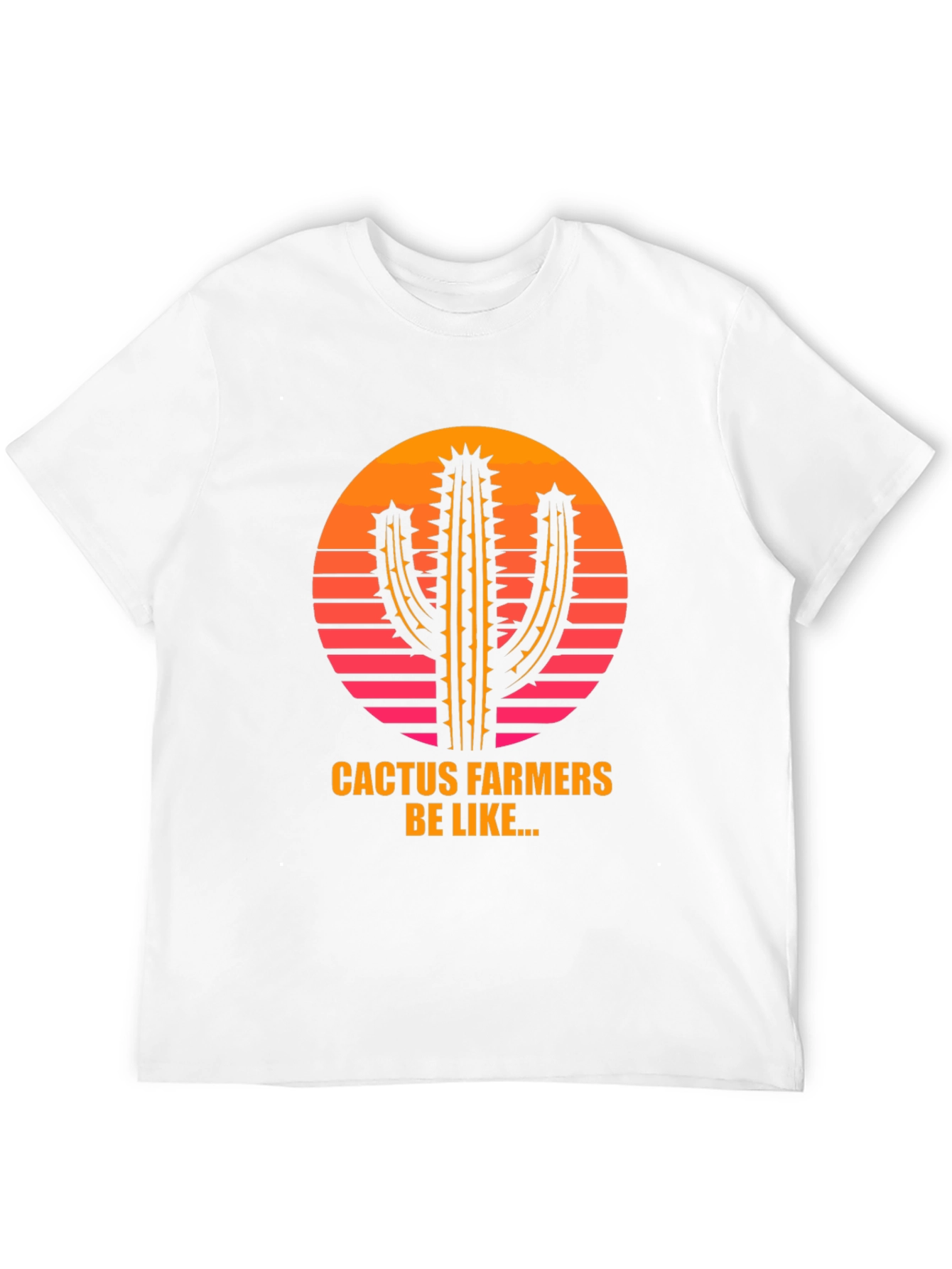 Cactus Farmer Graphic Tee - Retro Sunset Design - 12
