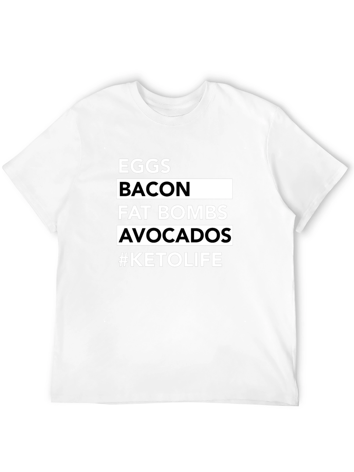 Black Keto Life Black T-Shirt: Eggs, Bacon, Avocados view 12