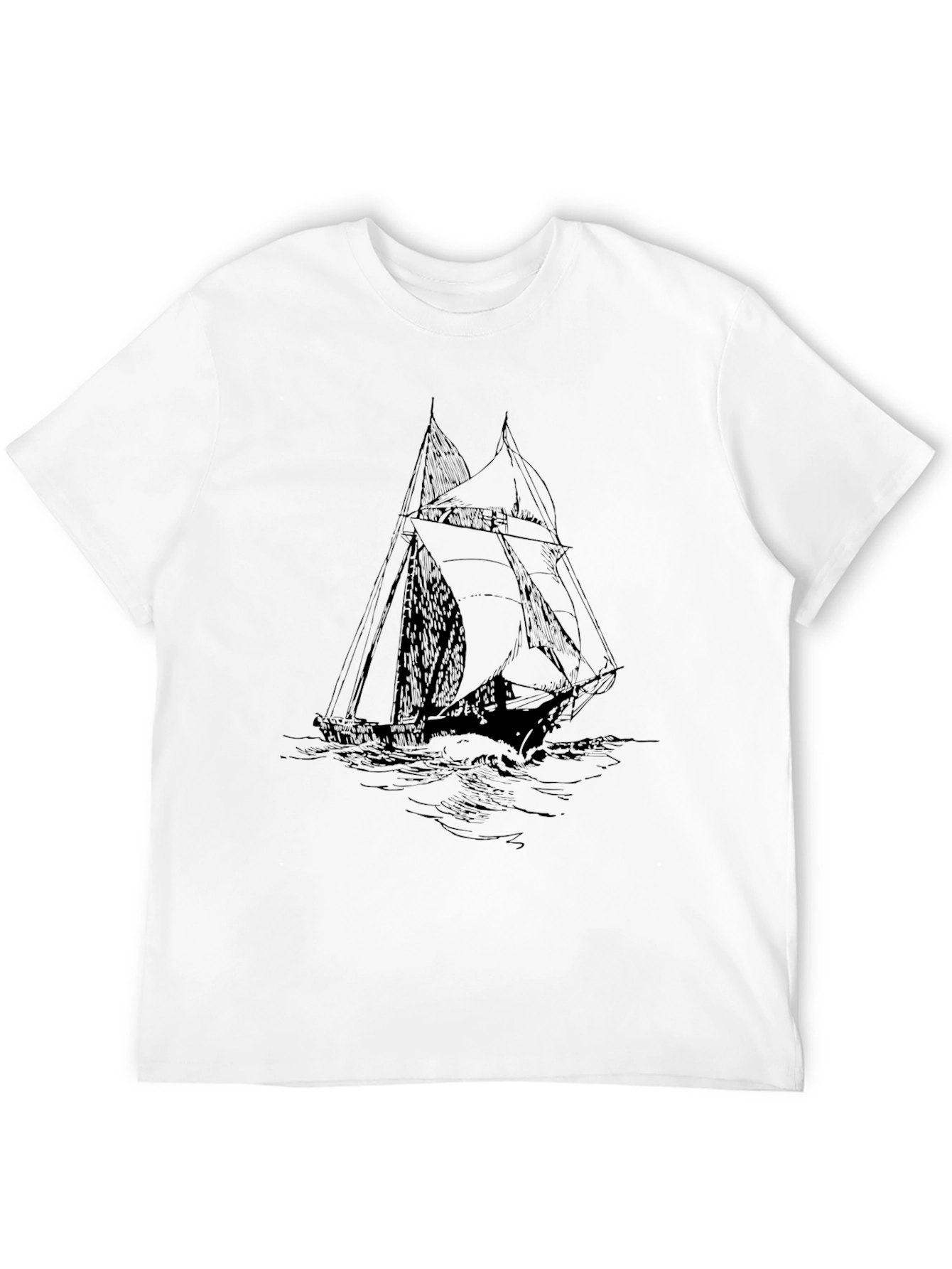 Black Black Graphic Tee - Vintage Sailboat Design view 12