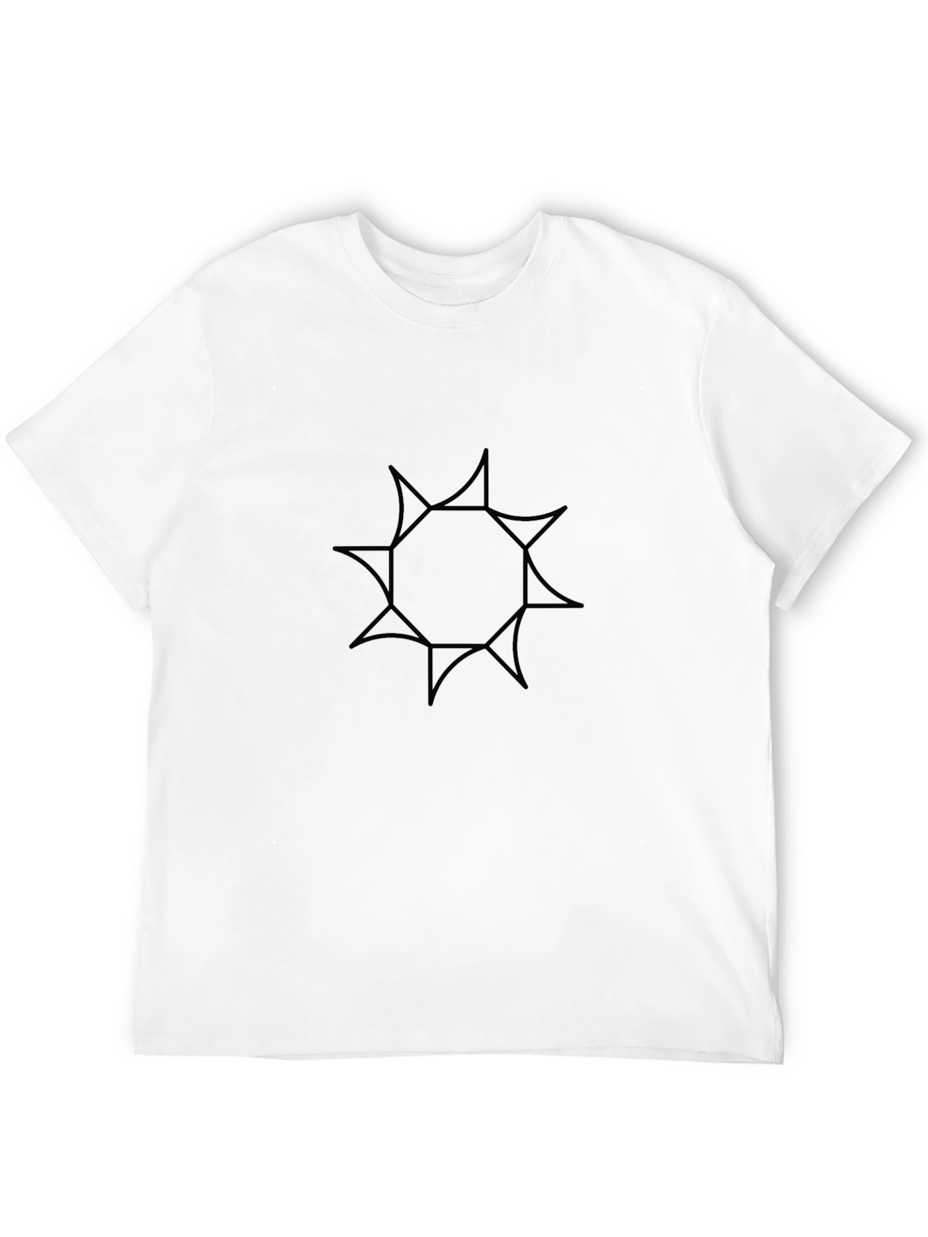 Black Geometric Sun T-Shirt - Modern Black Tee view 12