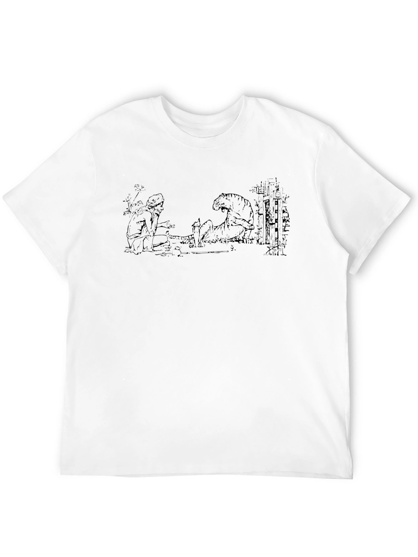 Black Man's Graphic T-Shirt - Man and Tiger Design view 12