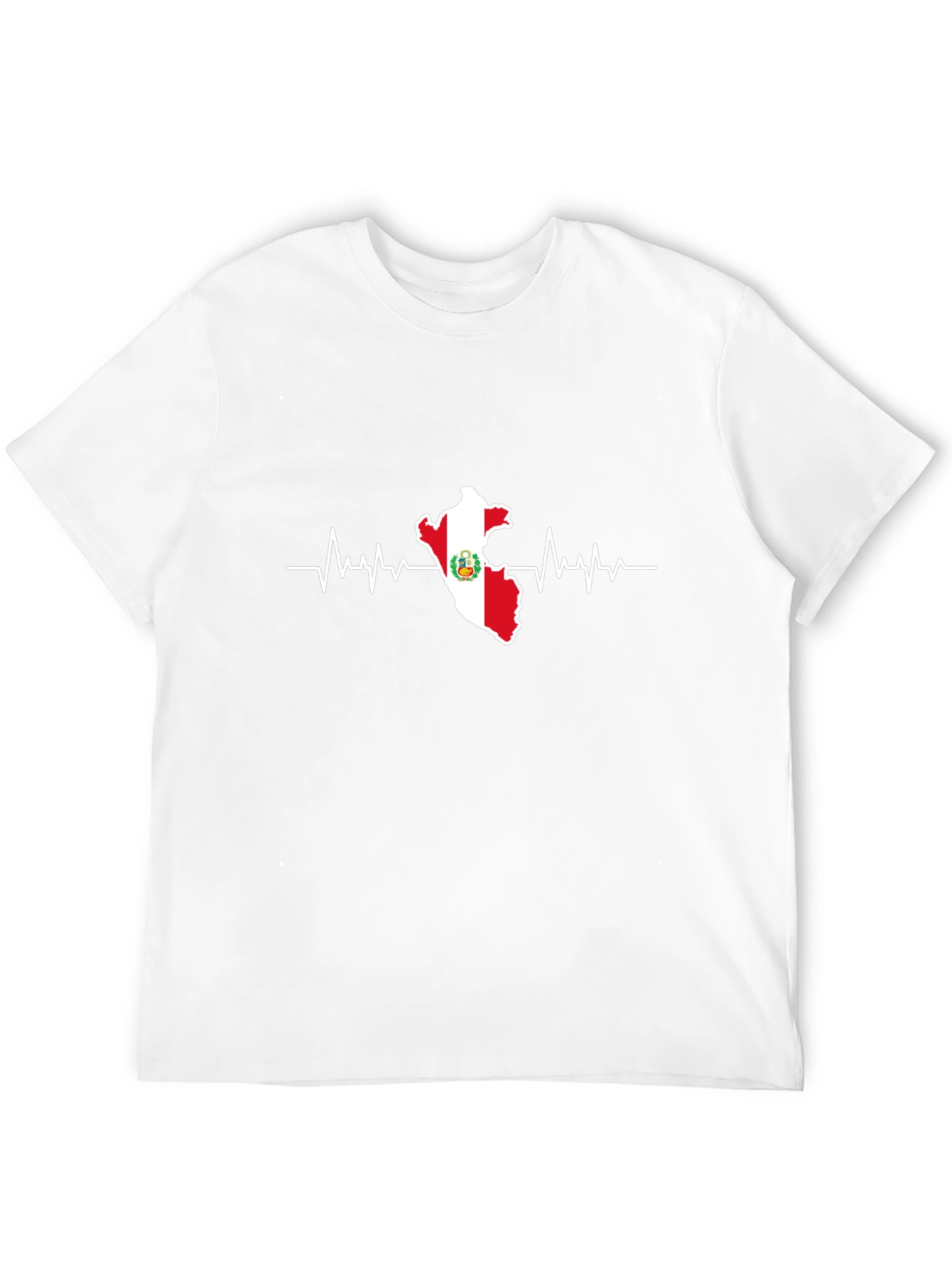 Black Peru Flag Heartbeat Graphic T-Shirt view 12