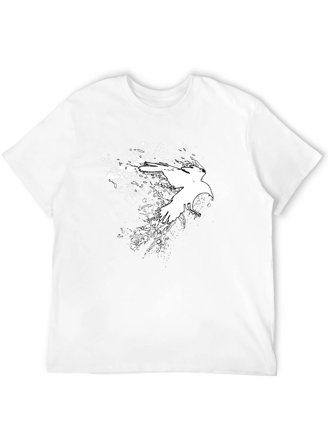 Black Abstract Crow Graphic Black T-Shirt view 12