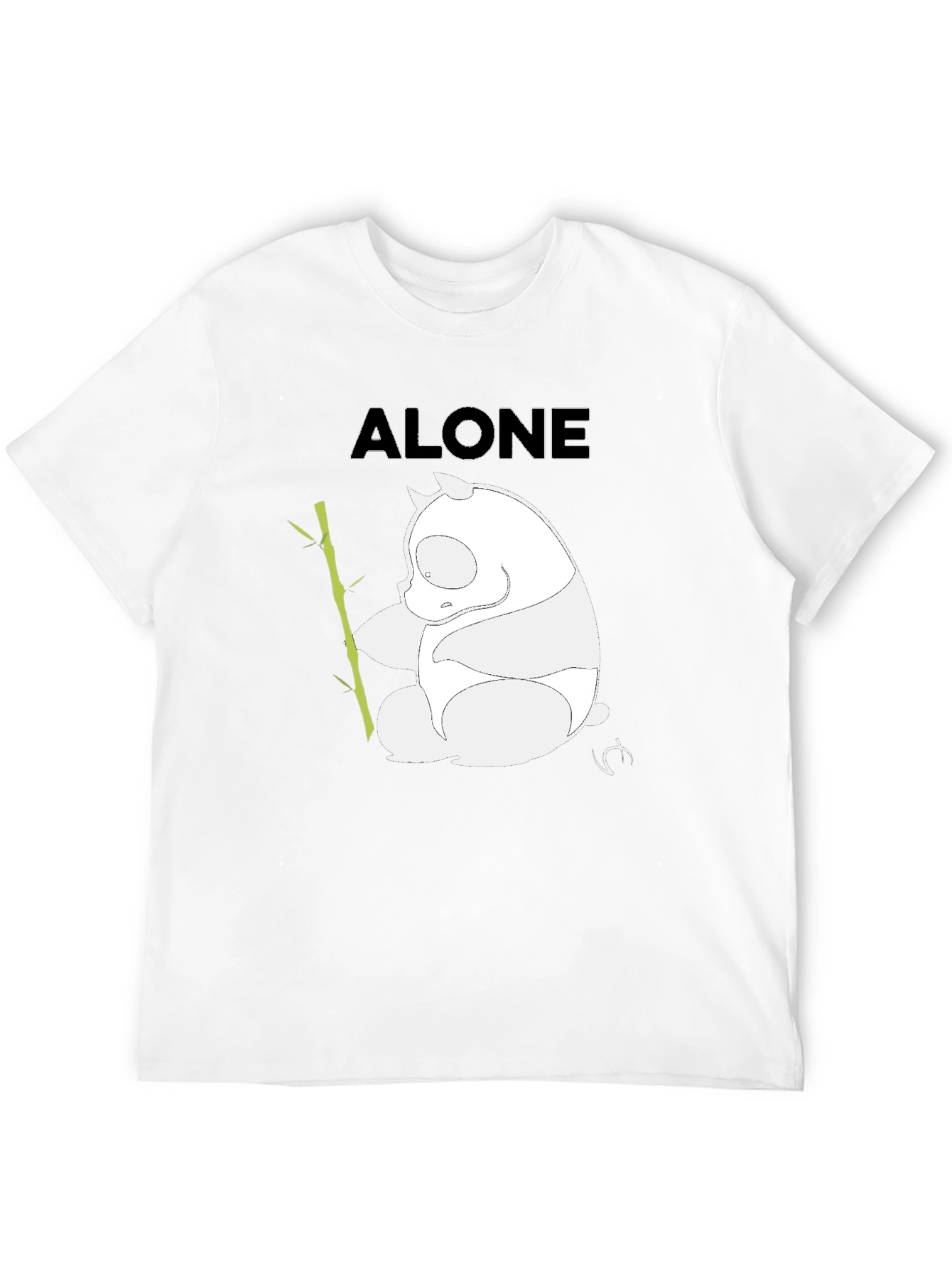 Black Alone Panda Graphic T-Shirt - Black Casual Tee view 12