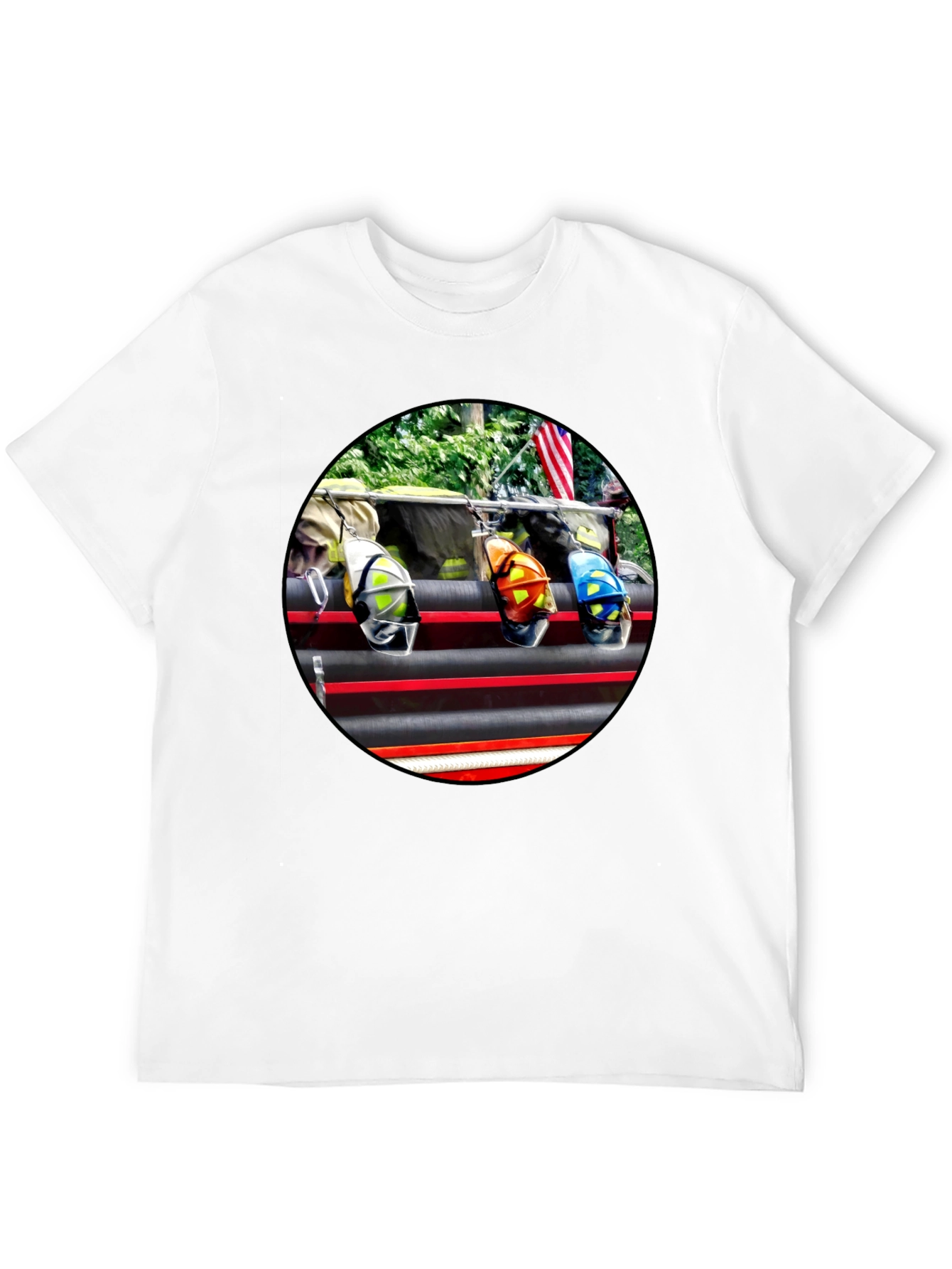Black Firefighter Helmets Graphic T-Shirt view 12