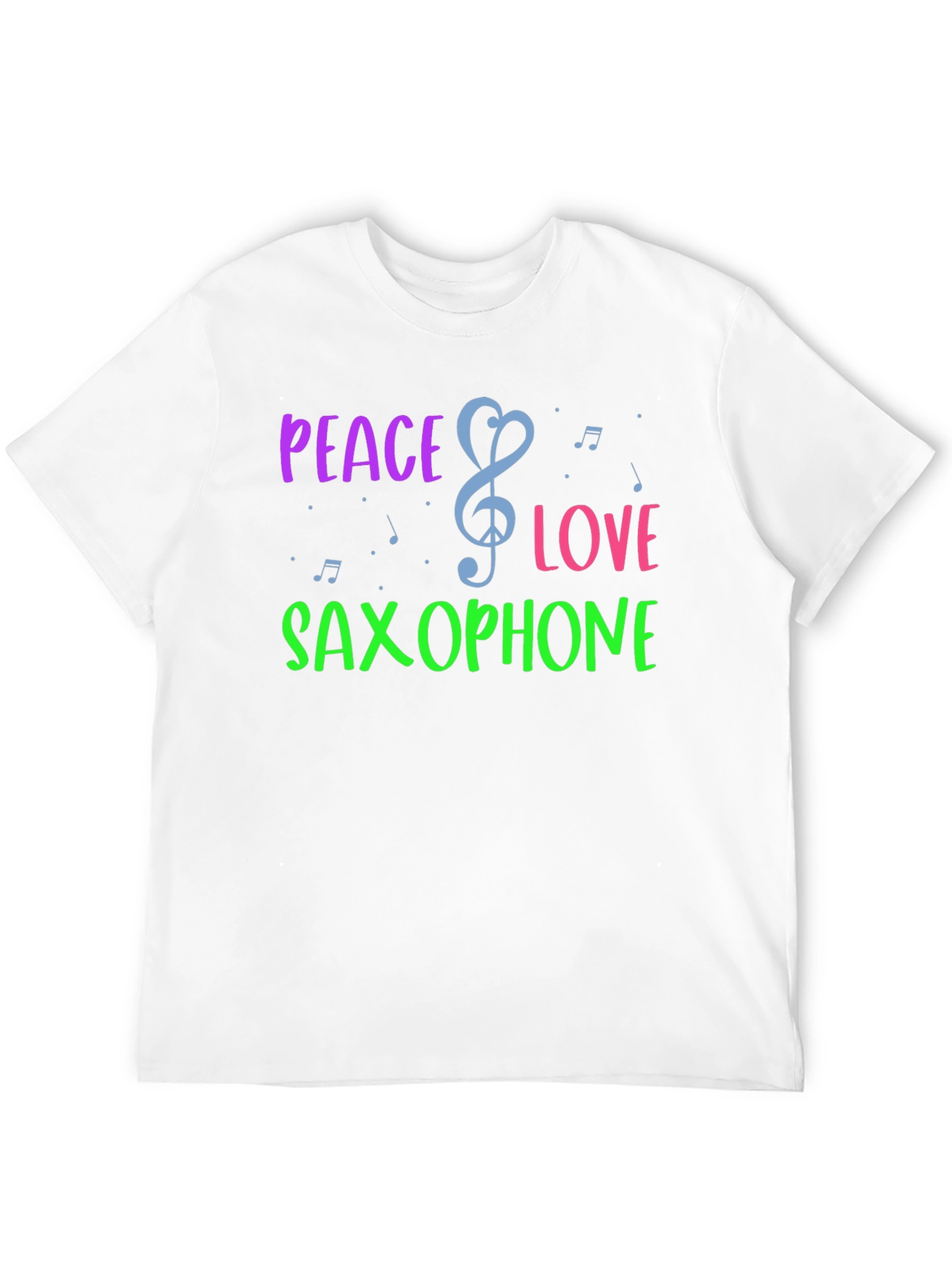 Black Peace Love Saxophone Graphic T-Shirt view 12