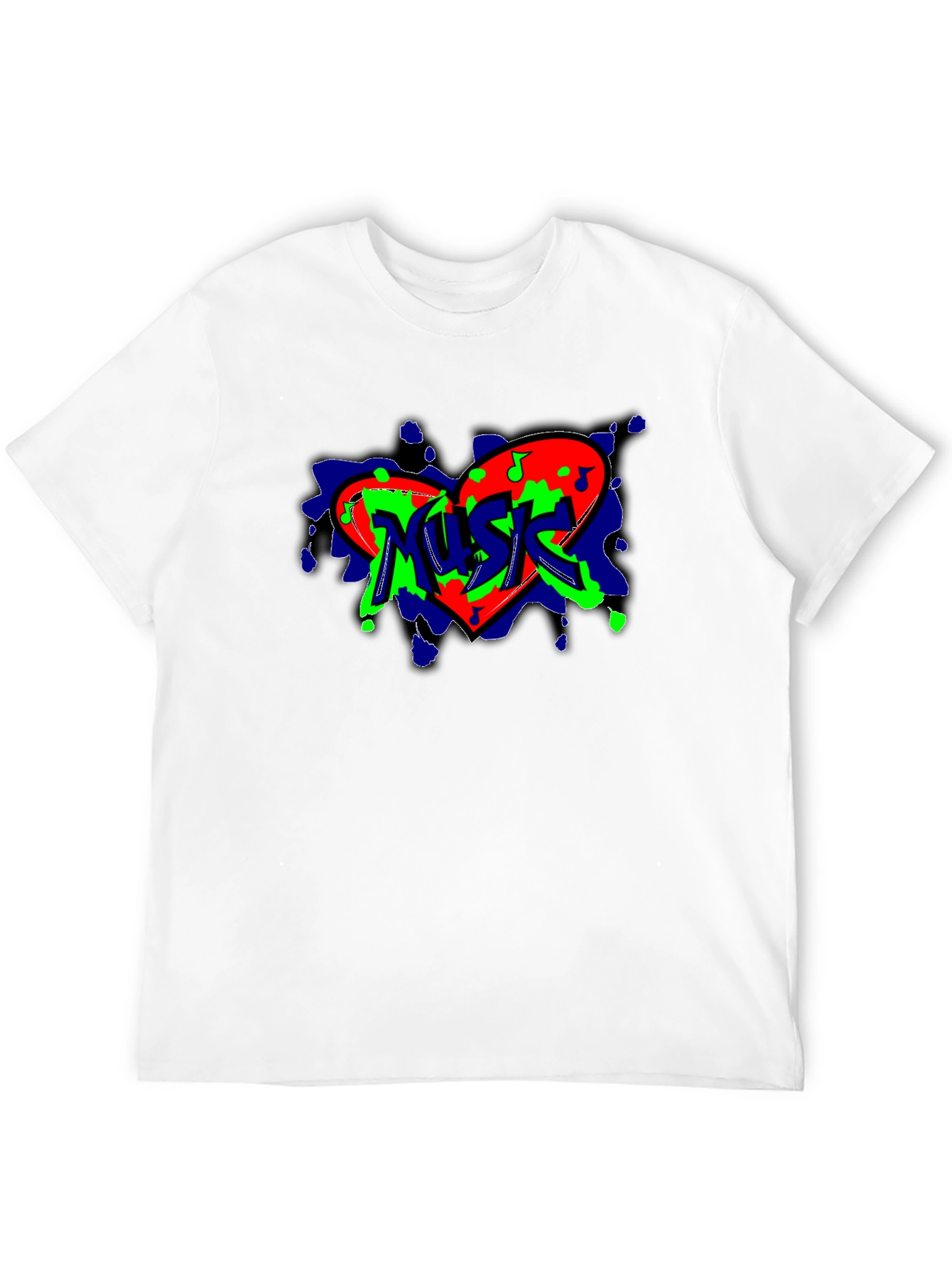Black Music Heart Graffiti Style Black Tee view 12