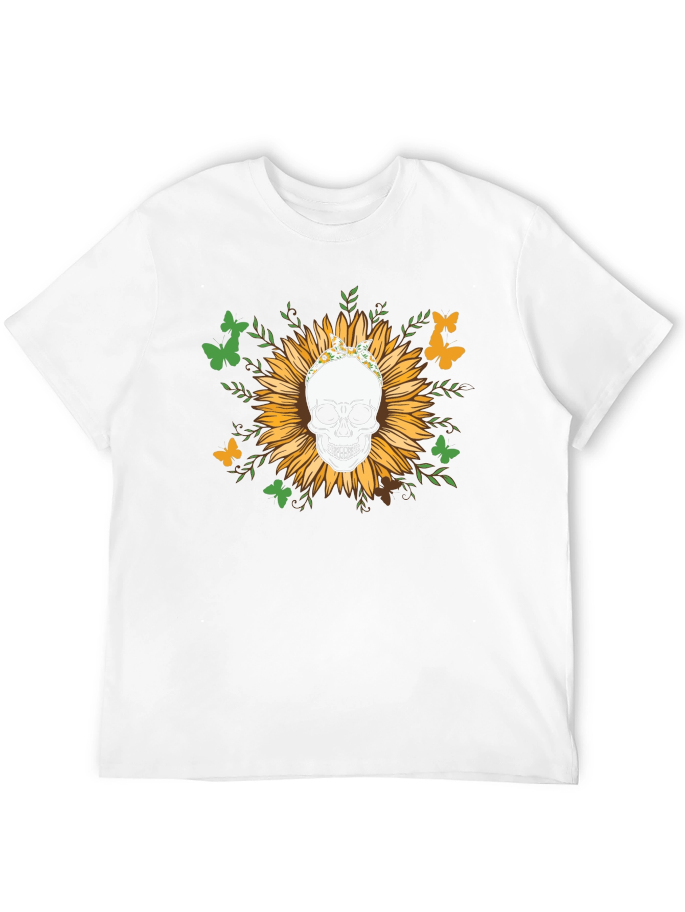 Black Sunflower Skull Graphic Tee view 12