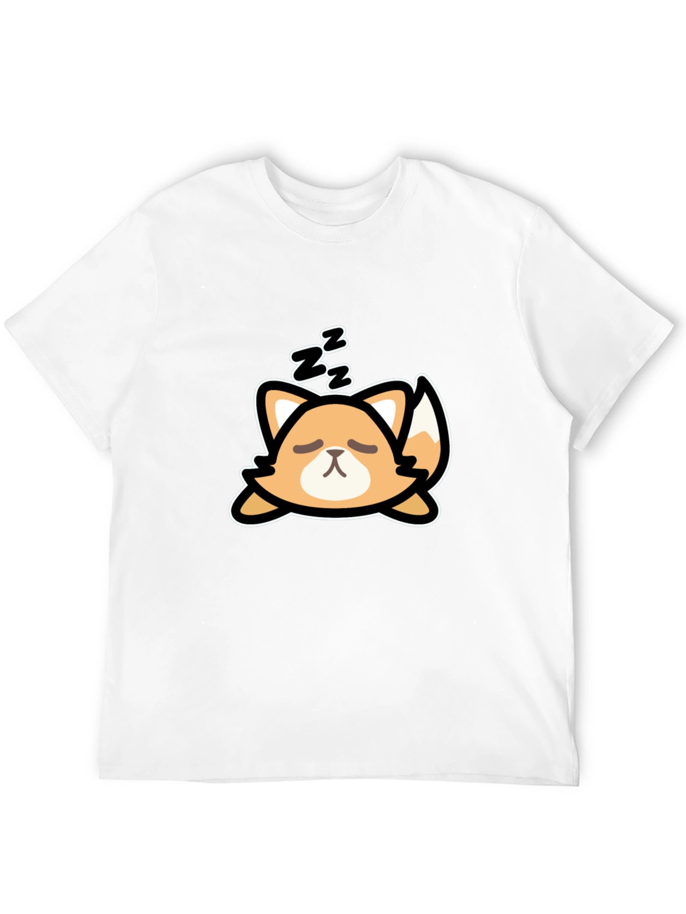 Black Cute Sleeping Fox Graphic Tee - Black Cotton T-Shirt view 12