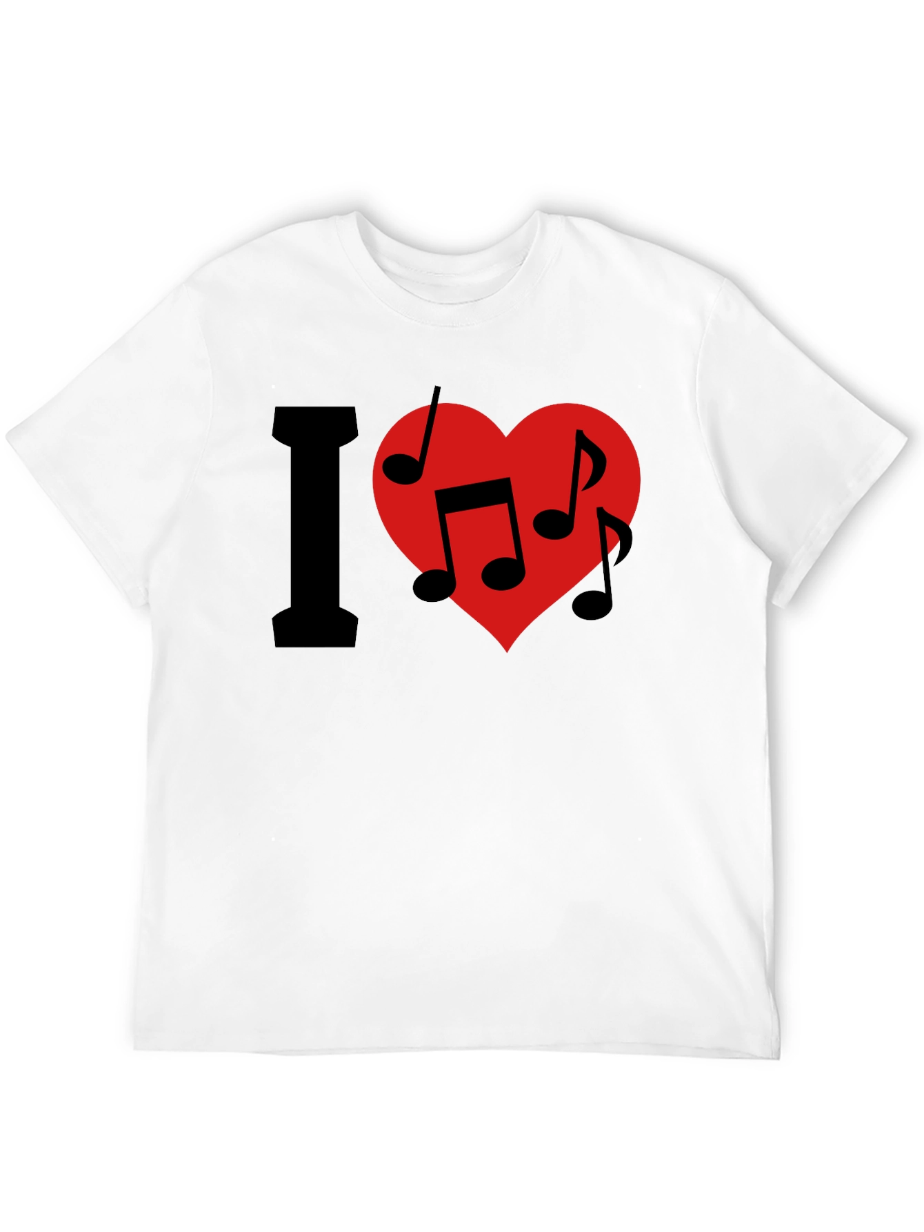 Black I Love Music T-Shirt - Crew Neck - Black view 12