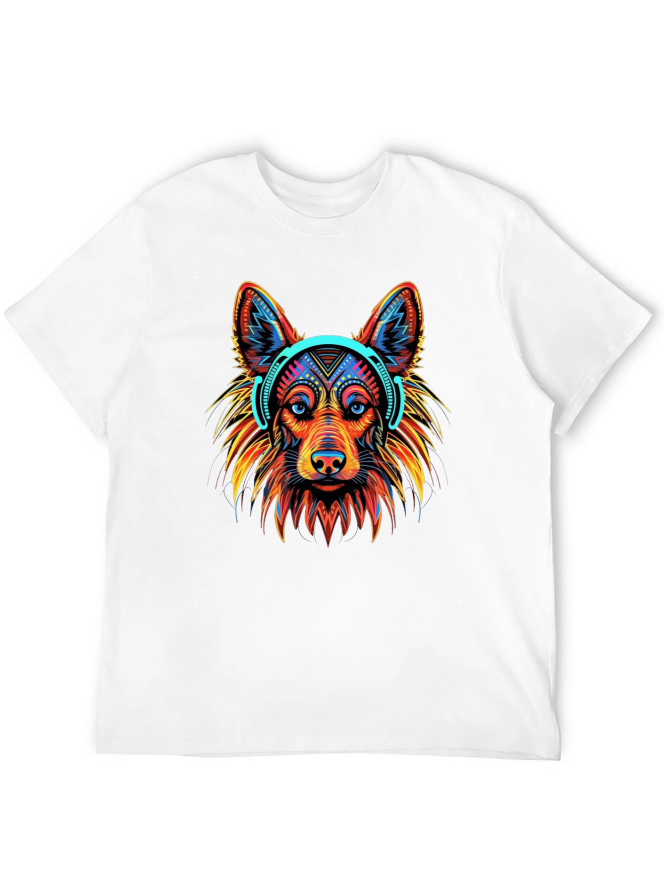 Black Cool Dog Headphones Graphic T-Shirt view 12