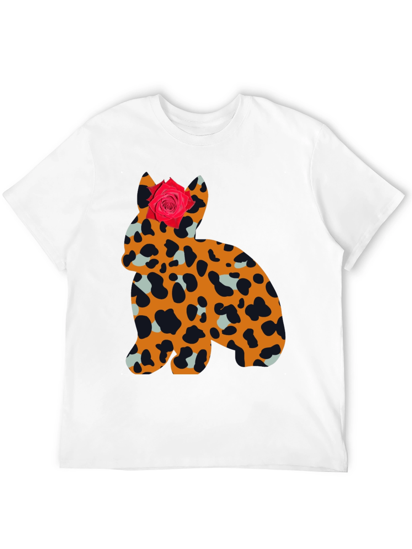Black Leopard Print Cat with Rose Tee view 12