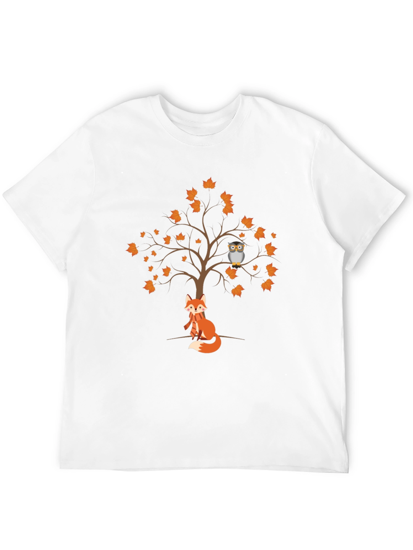 Black Autumn Fox & Owl Tree Graphic Tee view 12