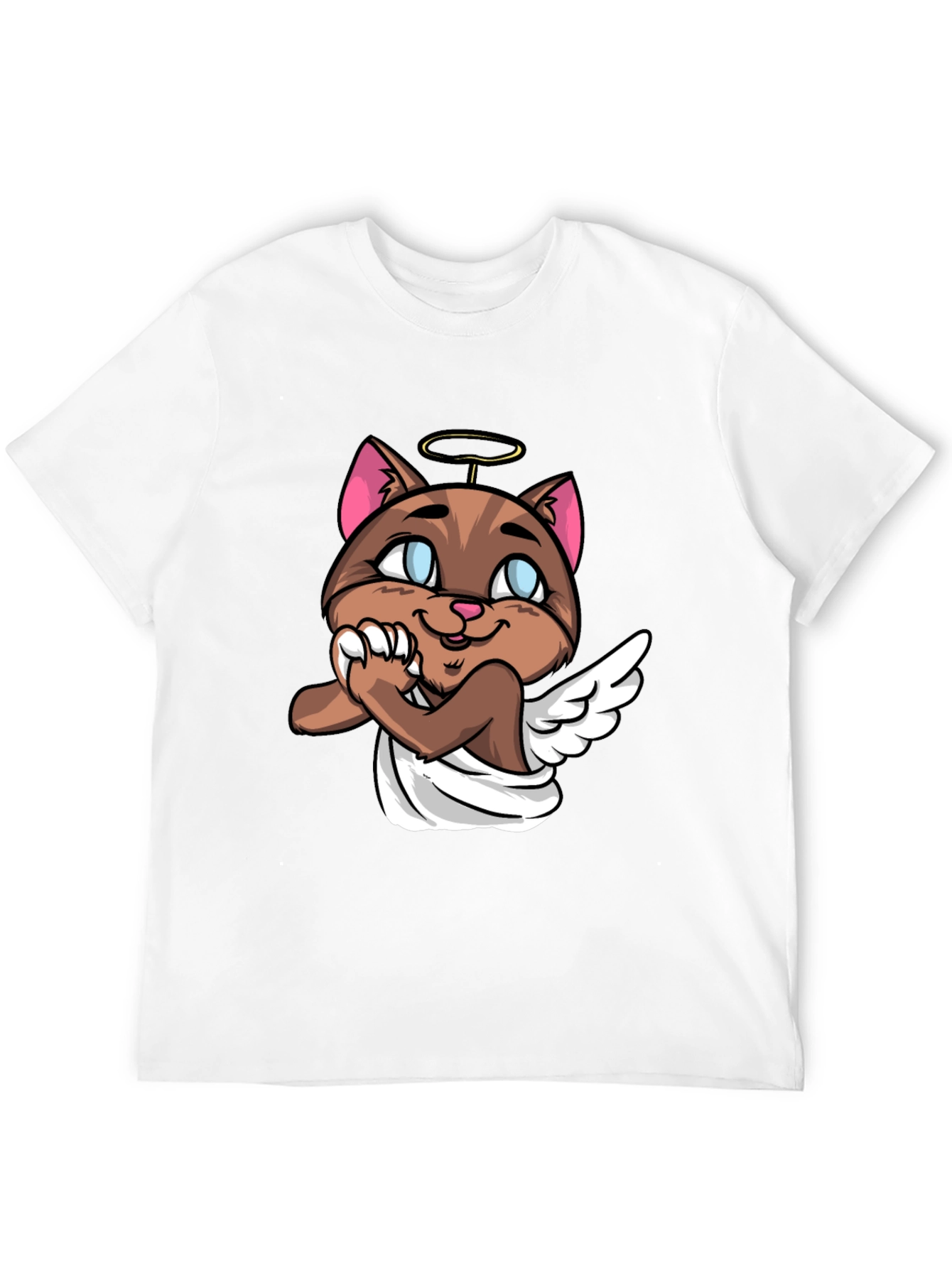 Black Angel Cat Graphic Tee - Unisex Black T-Shirt view 12