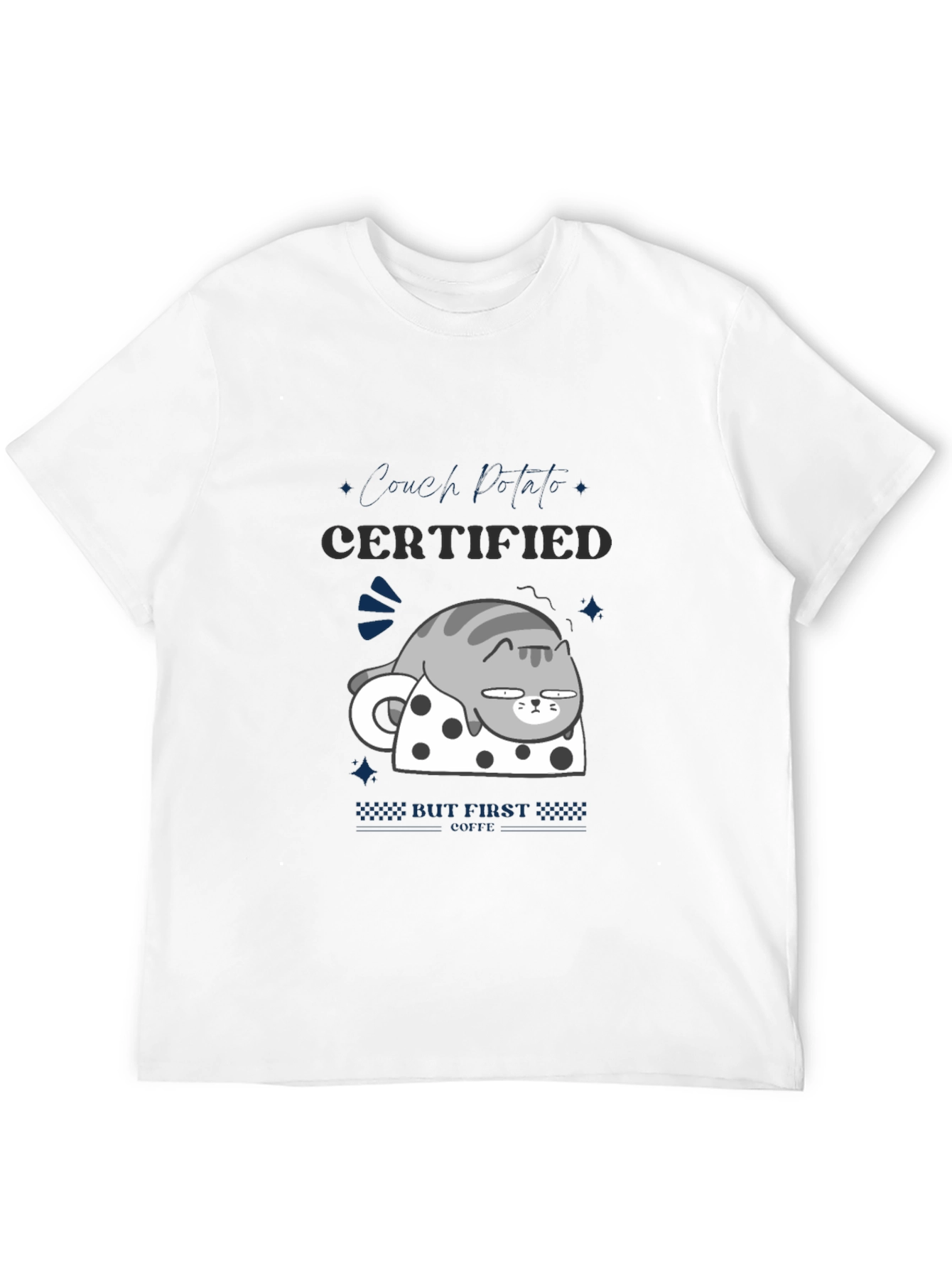 Black Certified Couch Potato T-Shirt - Funny Cat Design view 12