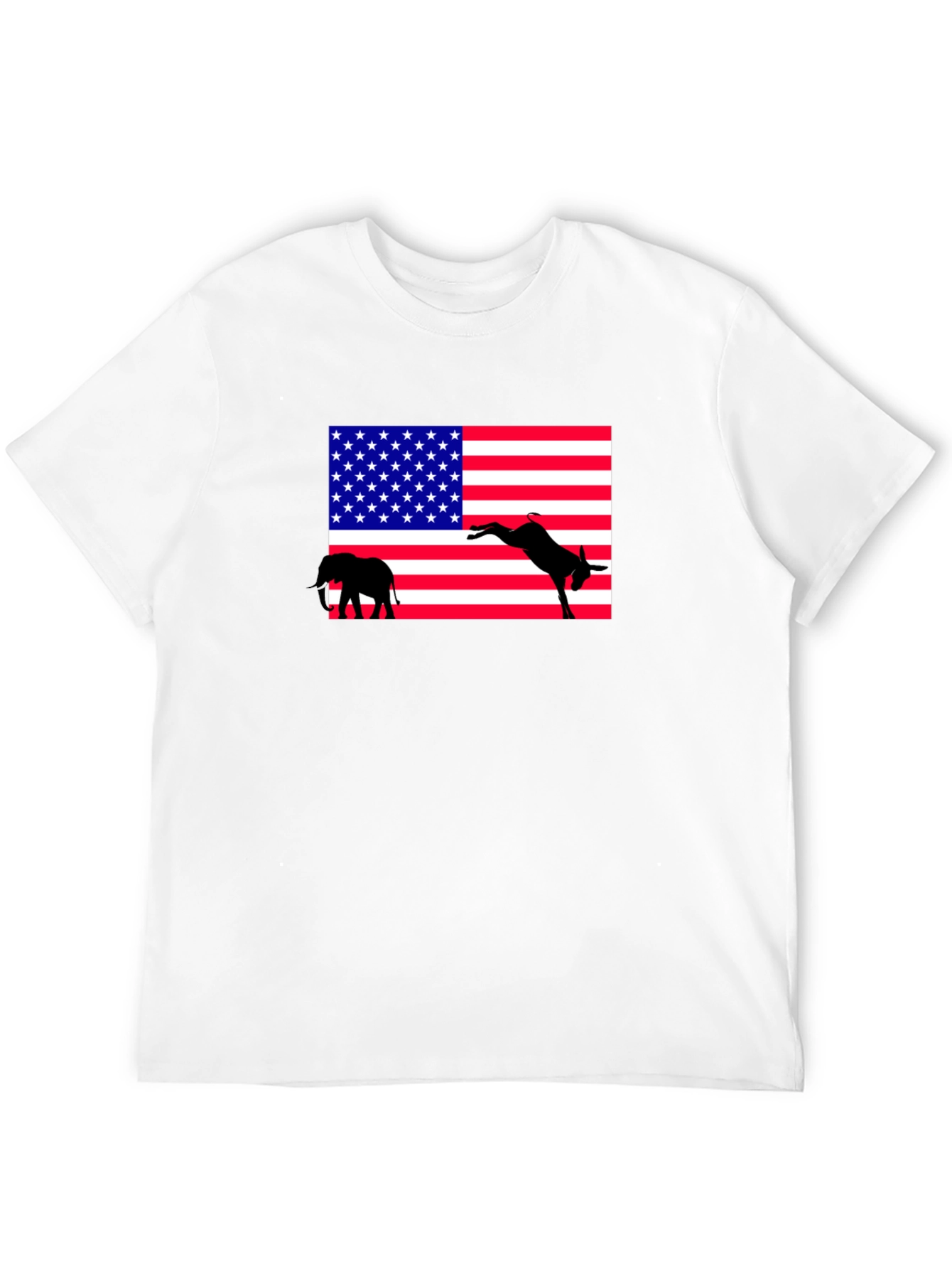 Black Political T-Shirt: Elephant & Donkey American Flag view 12