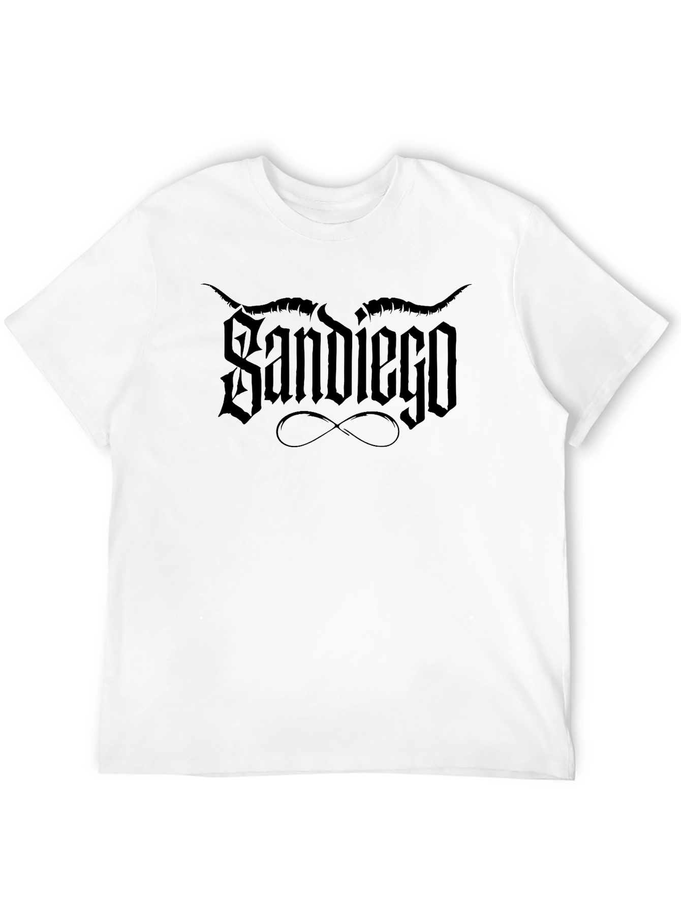 Black Sandiego Horned Script Black Graphic T-Shirt view 12