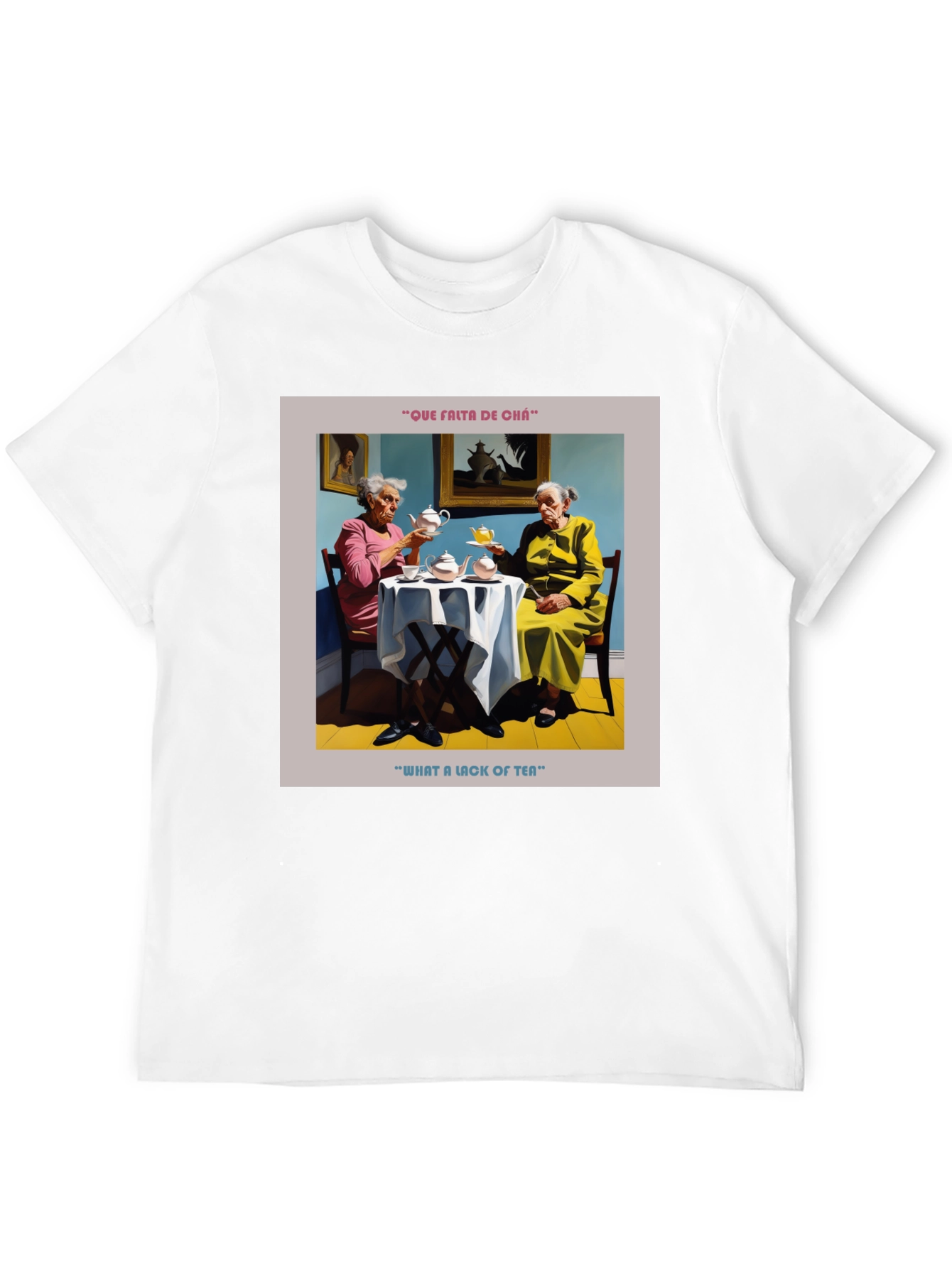 Black Humorous "What a Lack of Tea" Graphic T-Shirt view 12