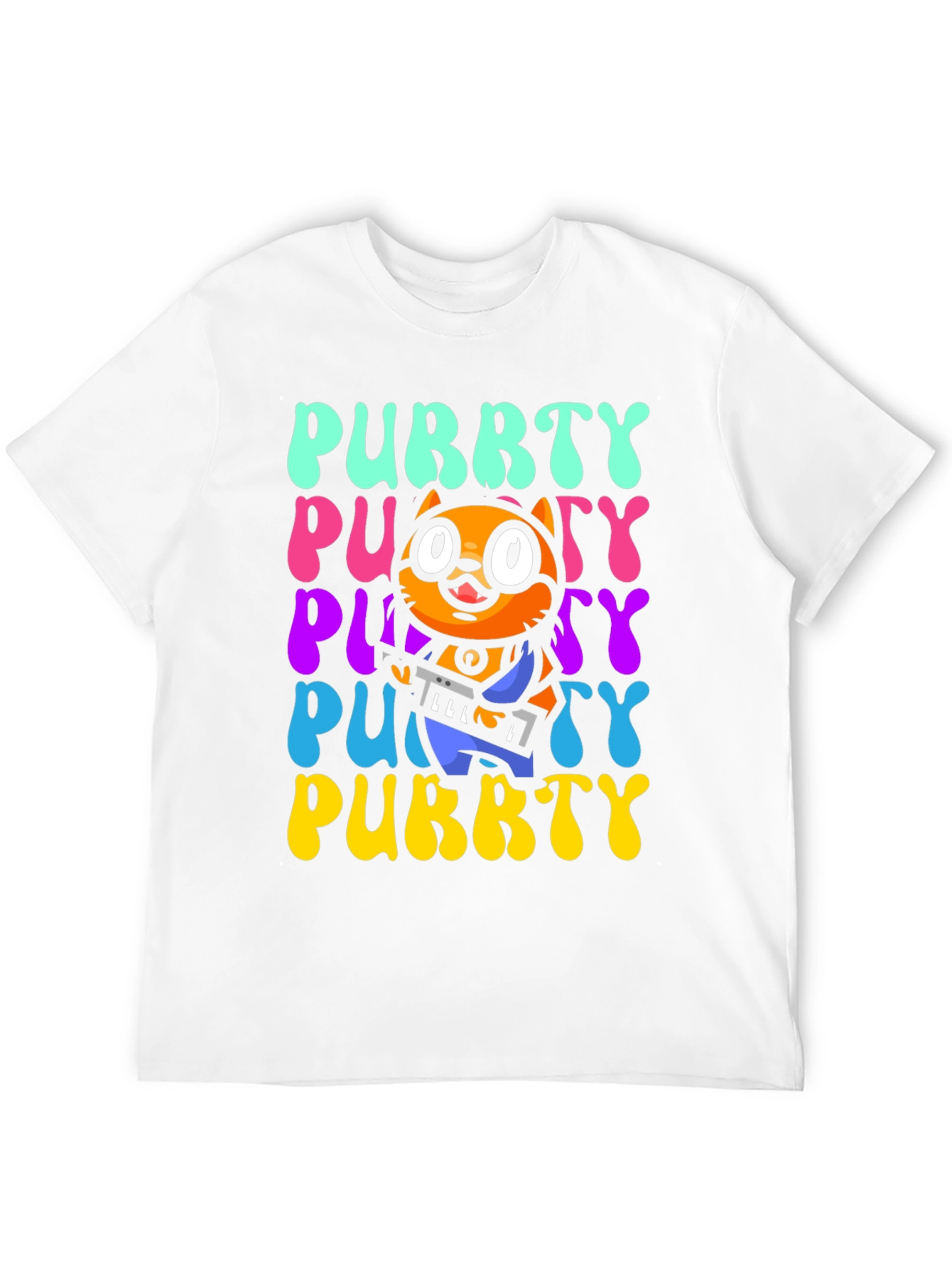 Black Purrty Cat Graphic Tee - Novelty Kitten Shirt view 12