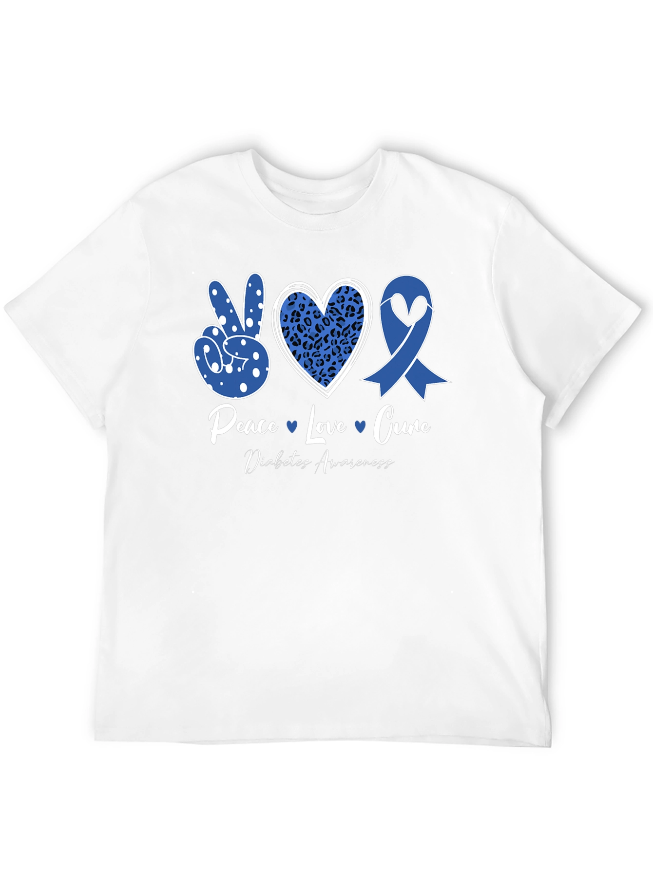 Peace Love Cure Diabetes Awareness T-Shirt - 12