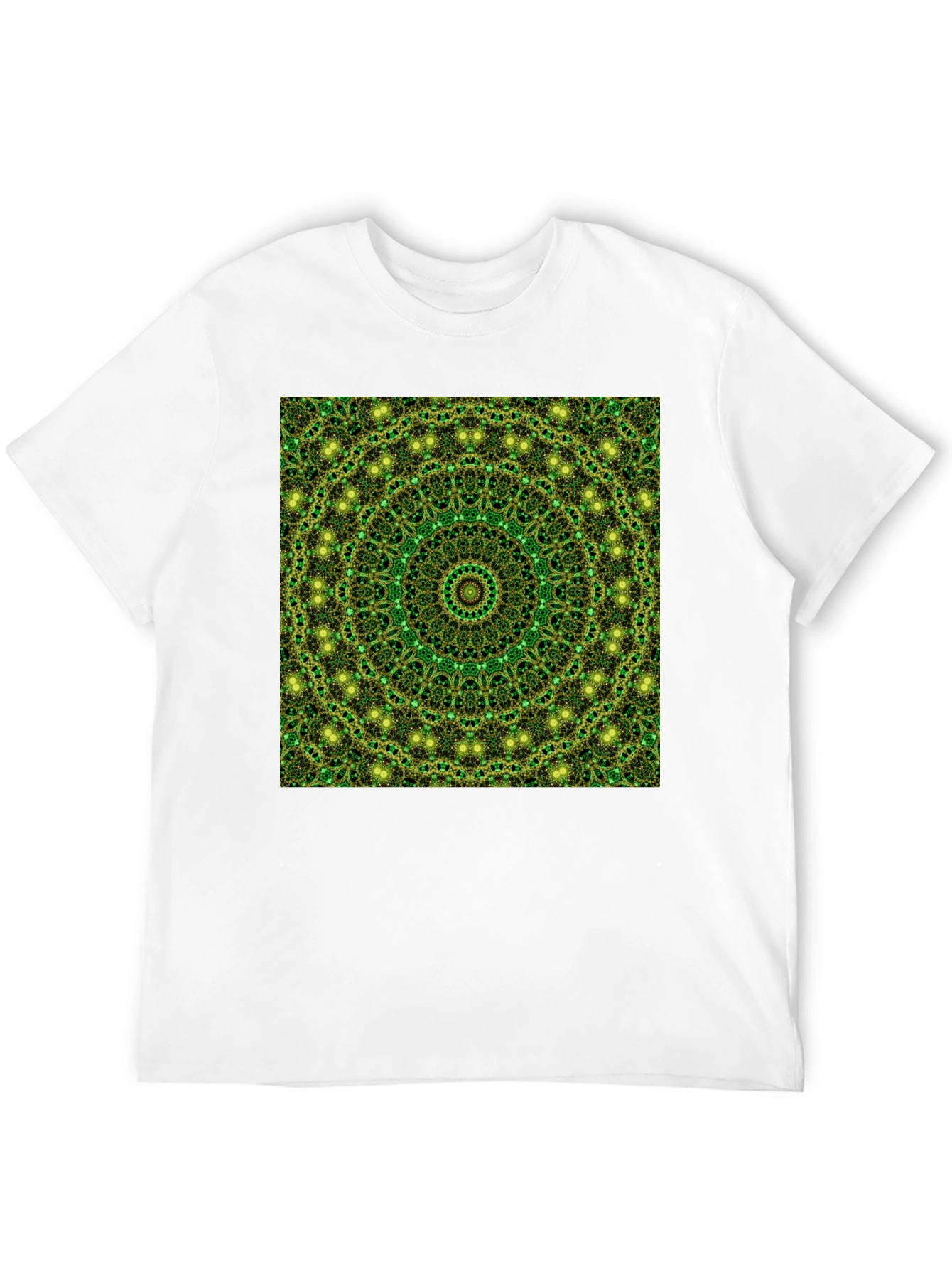 Black Green Mandala Pattern T-Shirt view 12