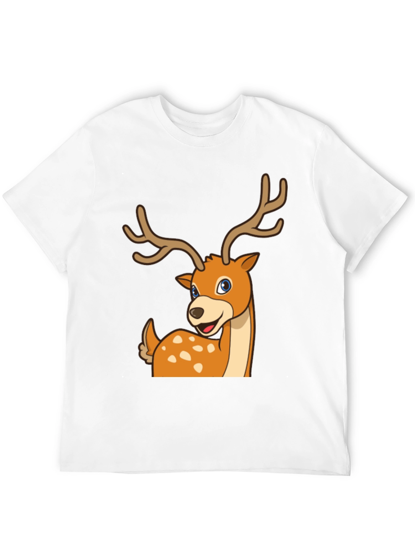 Black Deer Cartoon Graphic Black T-Shirt view 12