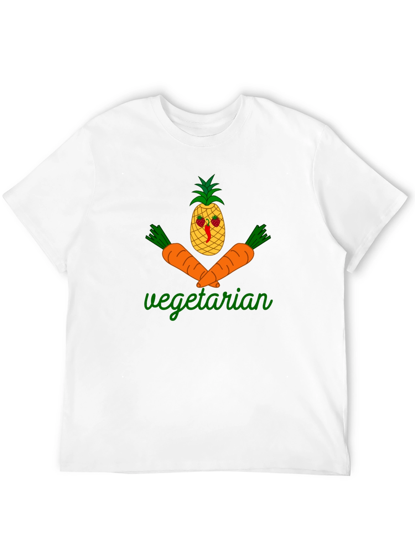 Black Vegetarian Graphic T-Shirt - Pineapple & Carrot Design view 12