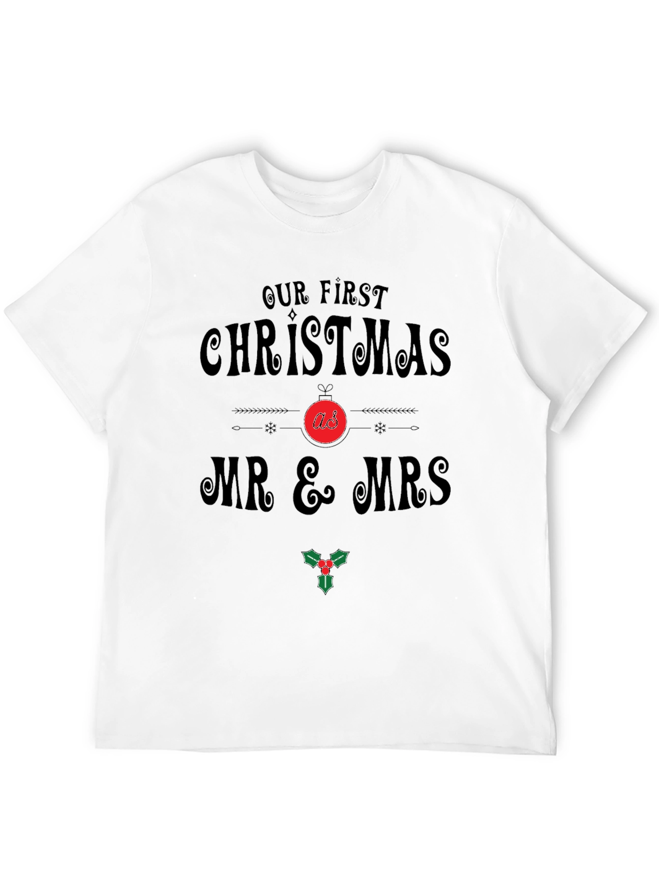 Black Our First Christmas Mr & Mrs T-Shirt view 12