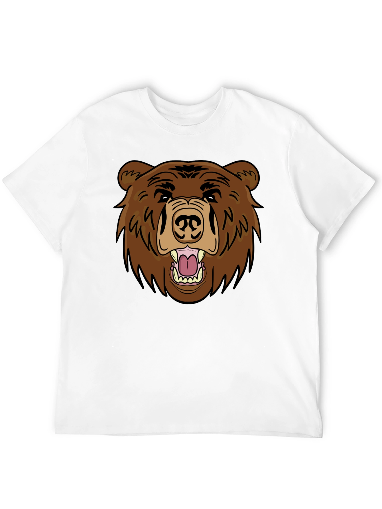 Black Men's Black T-Shirt with Brown Bear Graphic view 12
