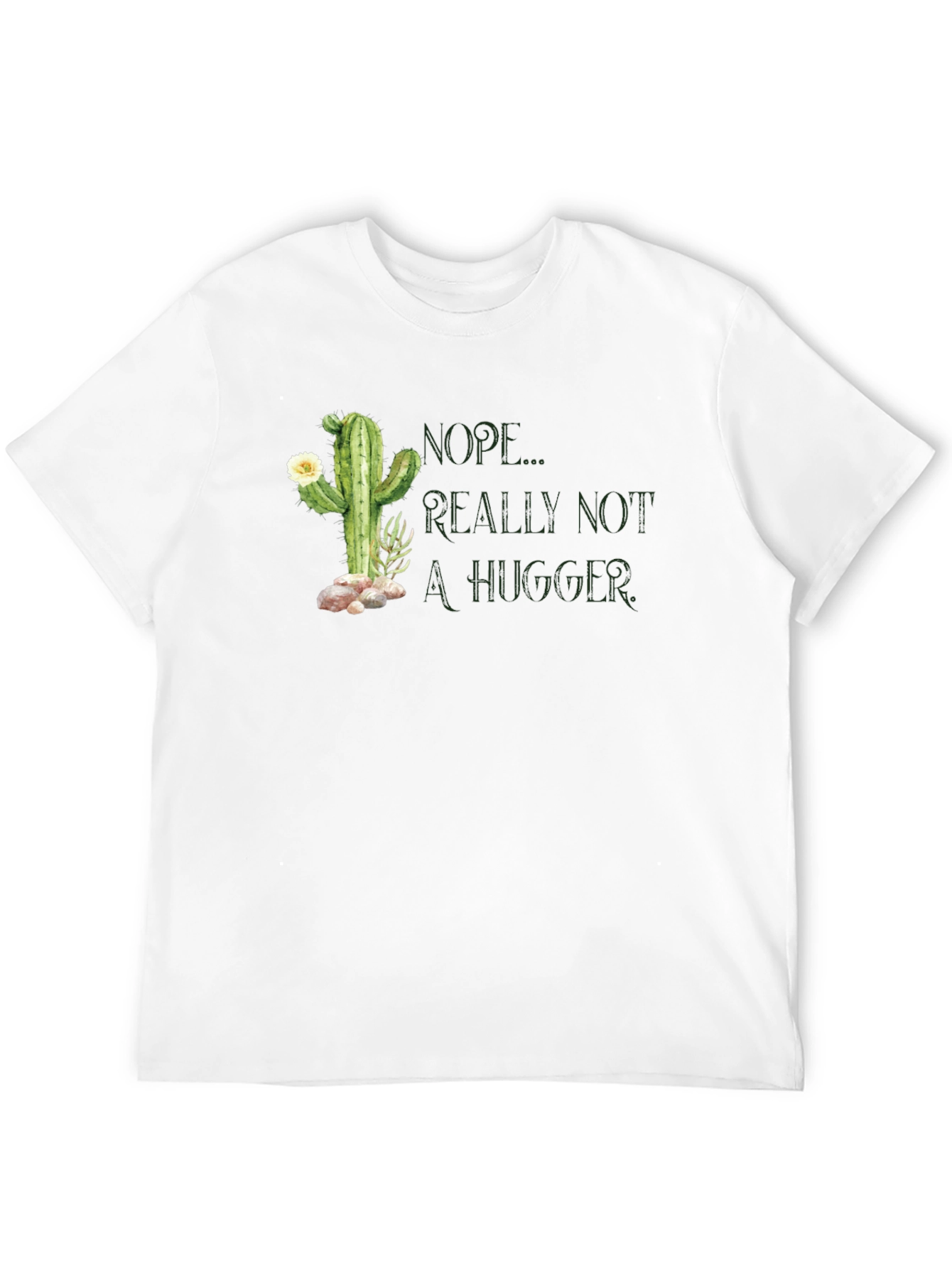 Black Nope, Not a Hugger Cactus Graphic T-Shirt view 12