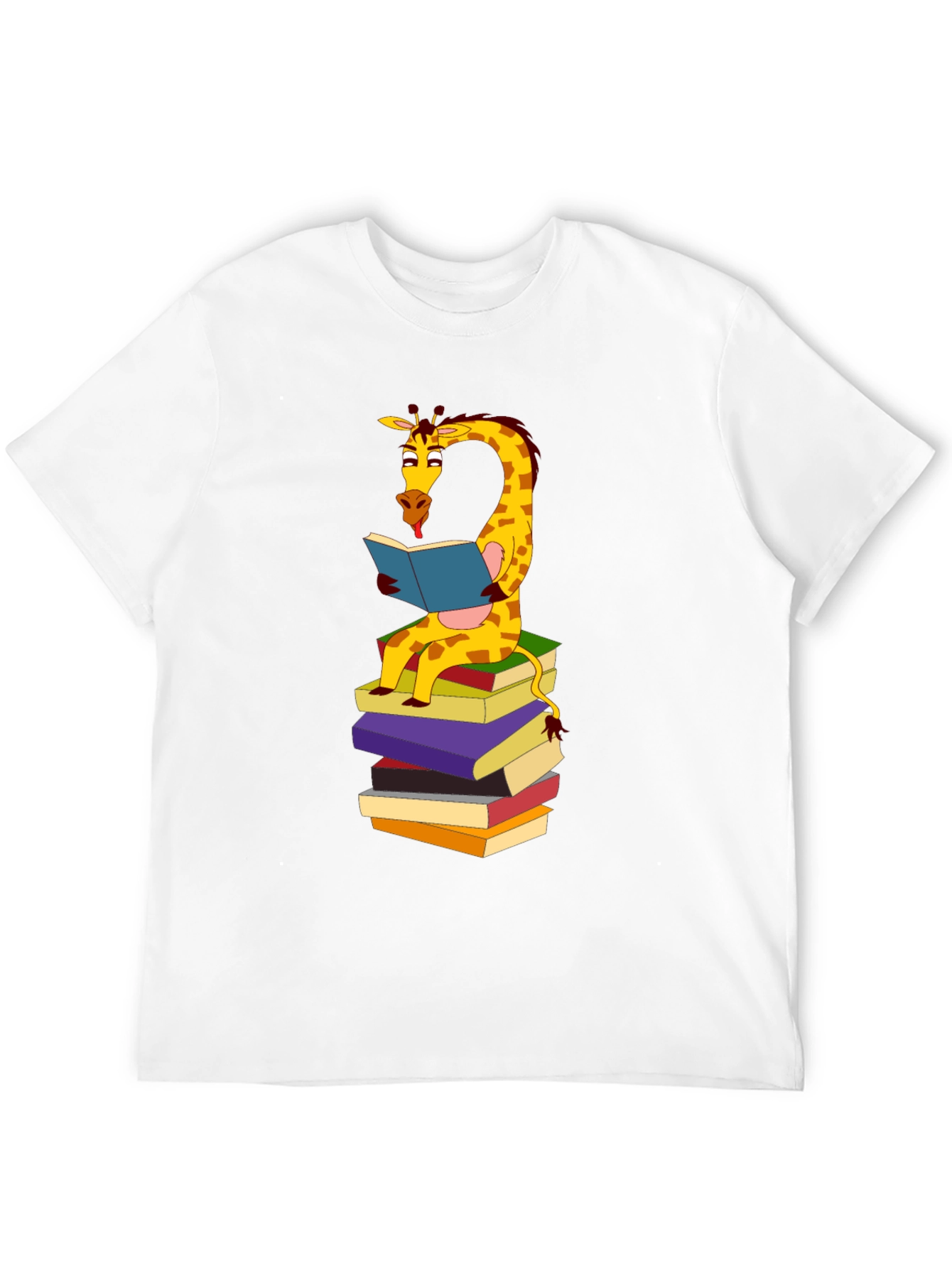 Black Reading Giraffe Graphic Tee - Black Cotton Blend view 12