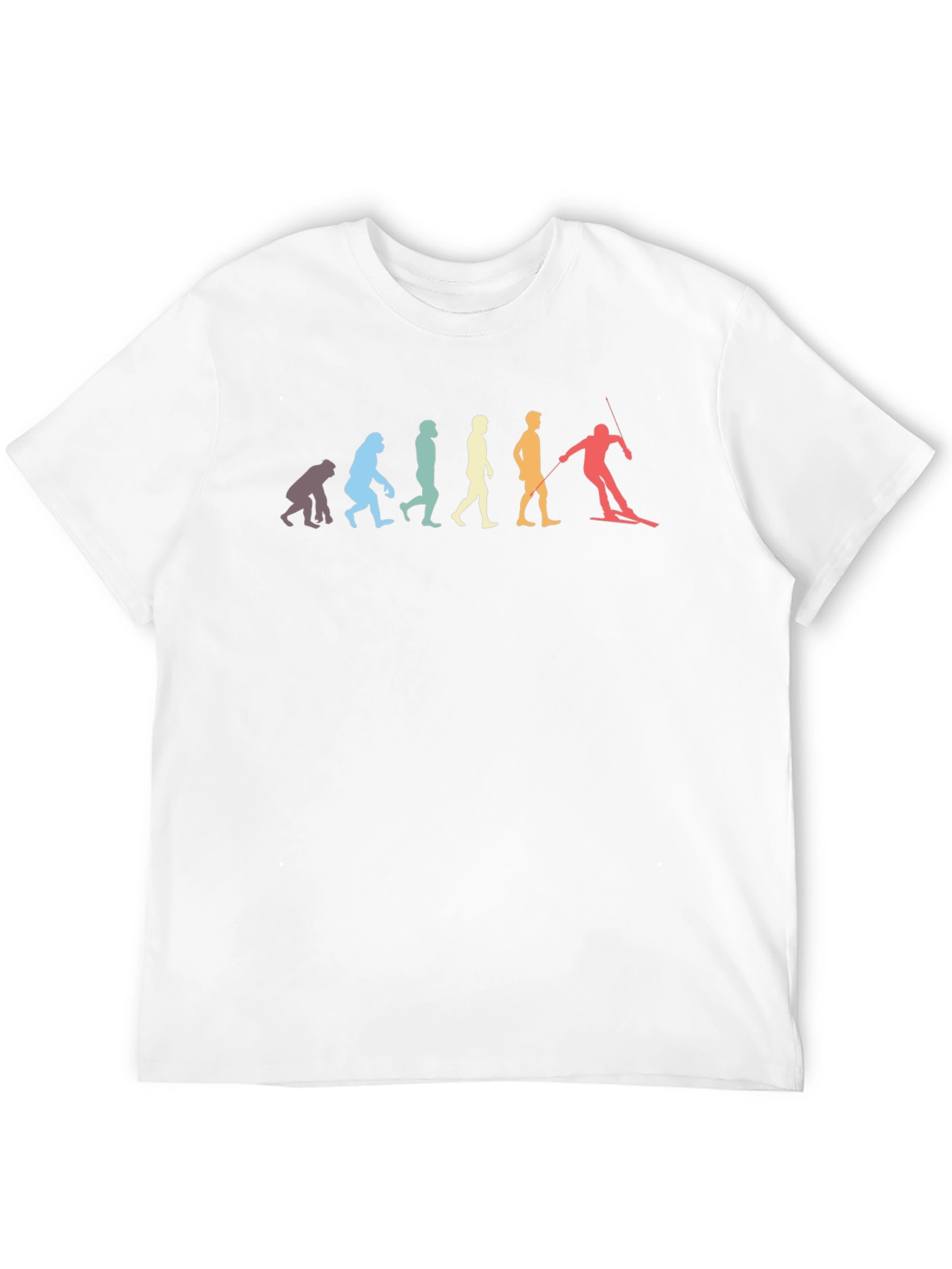 Black Skiing Evolution Graphic Tee - Funny Ski T-Shirt view 12