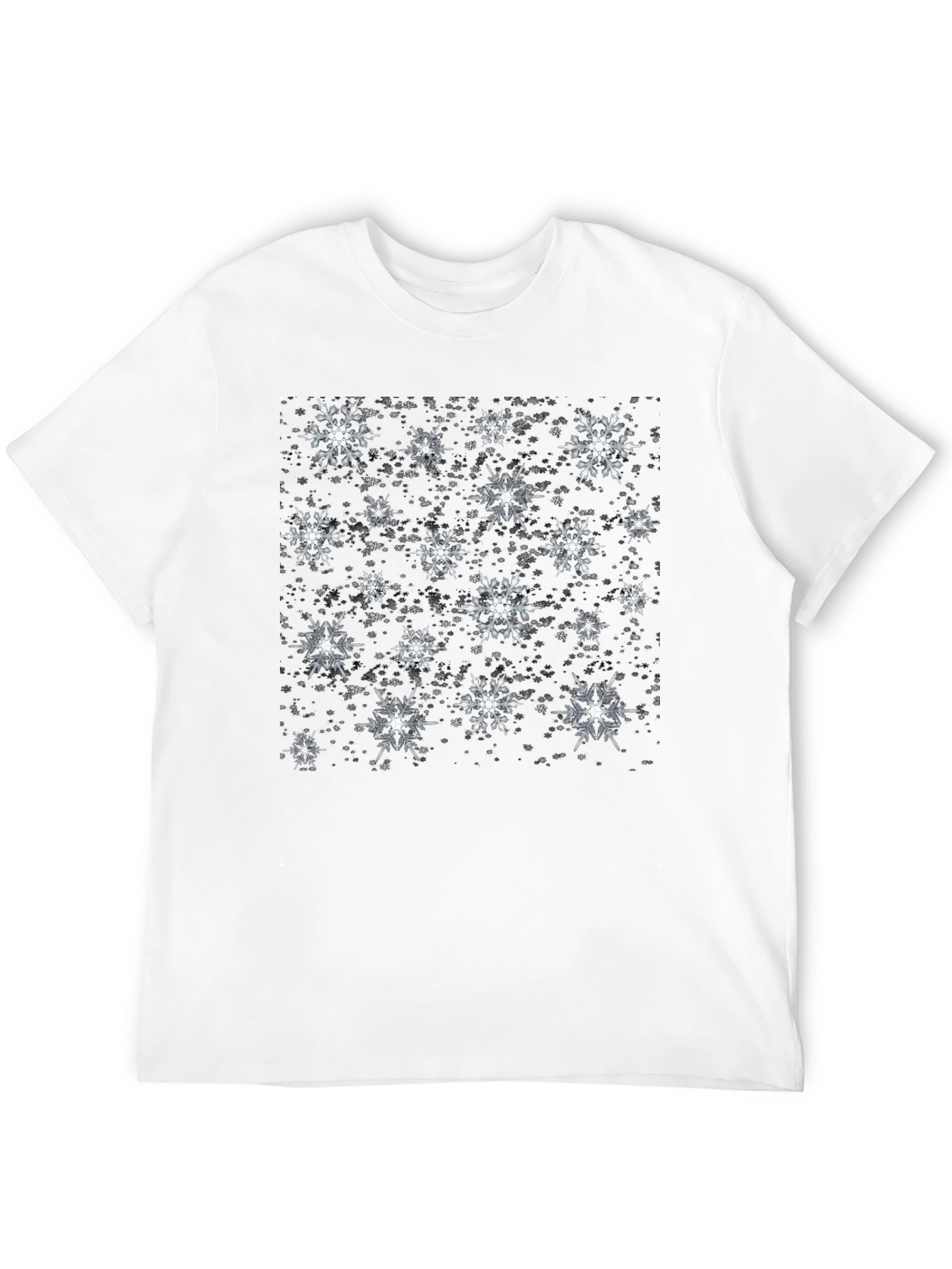 Black Snowflake Pattern Black T-Shirt view 12