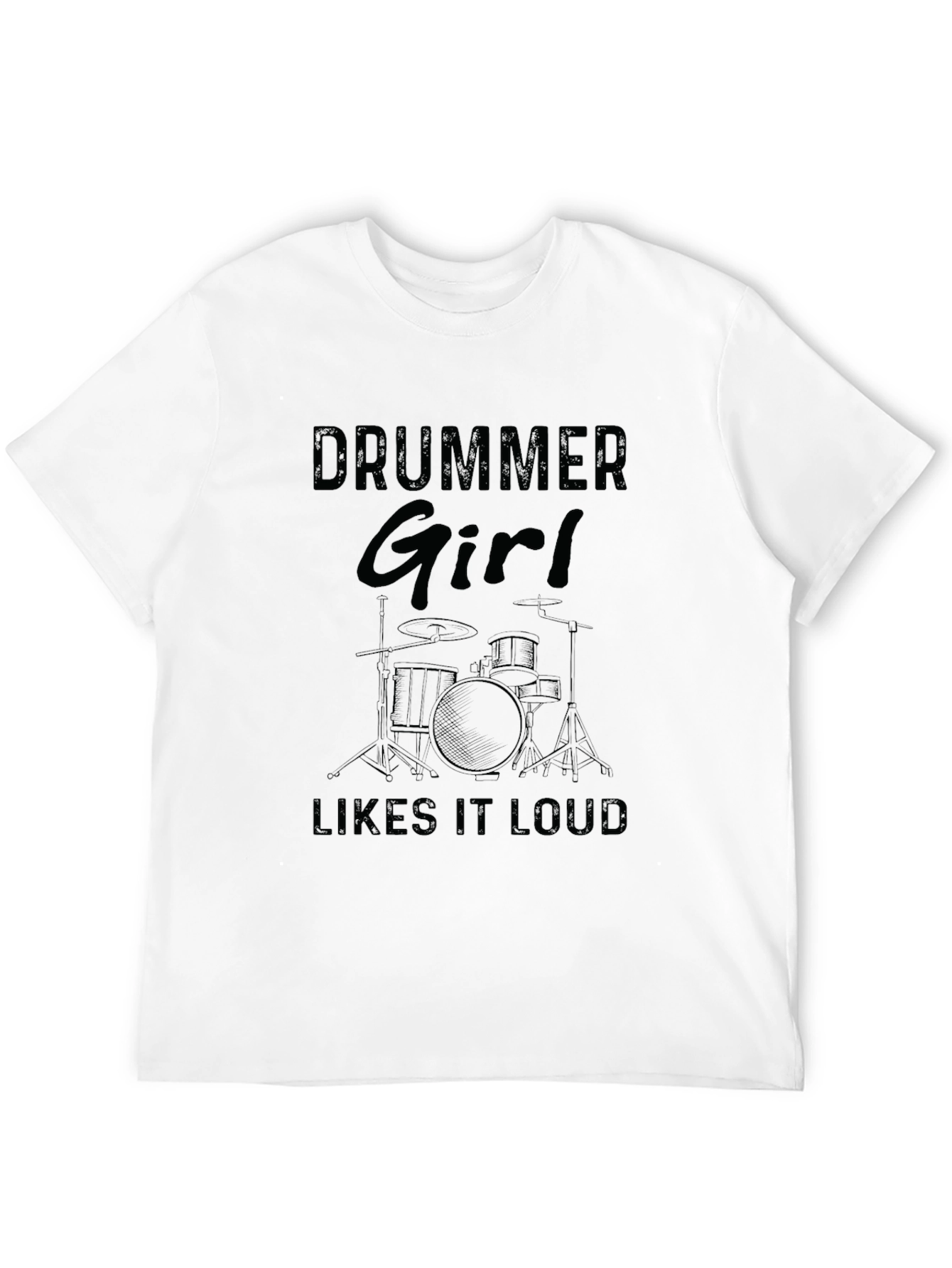 Drummer Girl Likes It Loud Black T-Shirt - 12