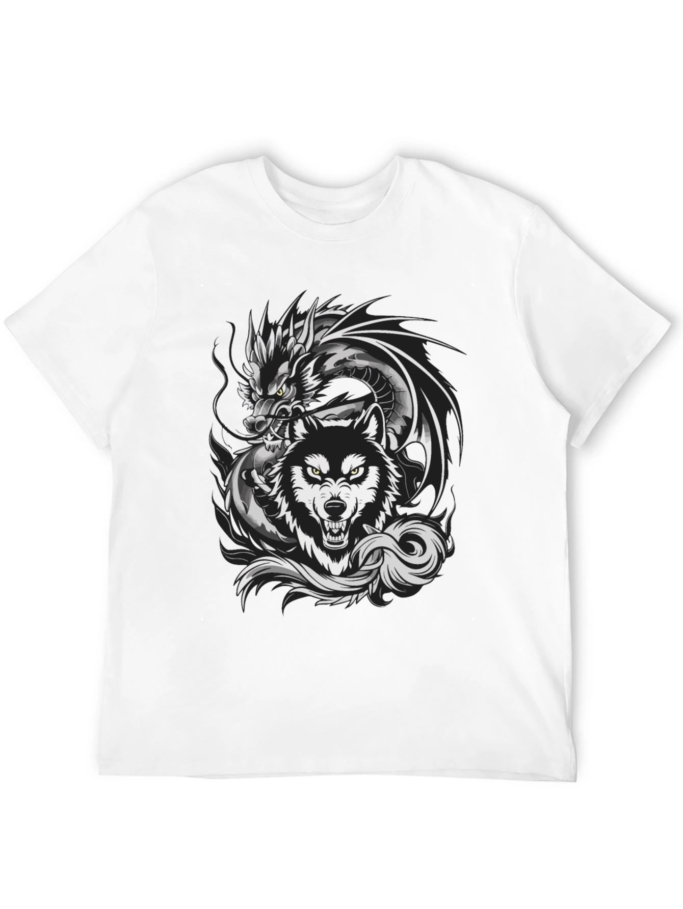 Black Dragon Wolf Graphic Tee - Fierce Design view 12