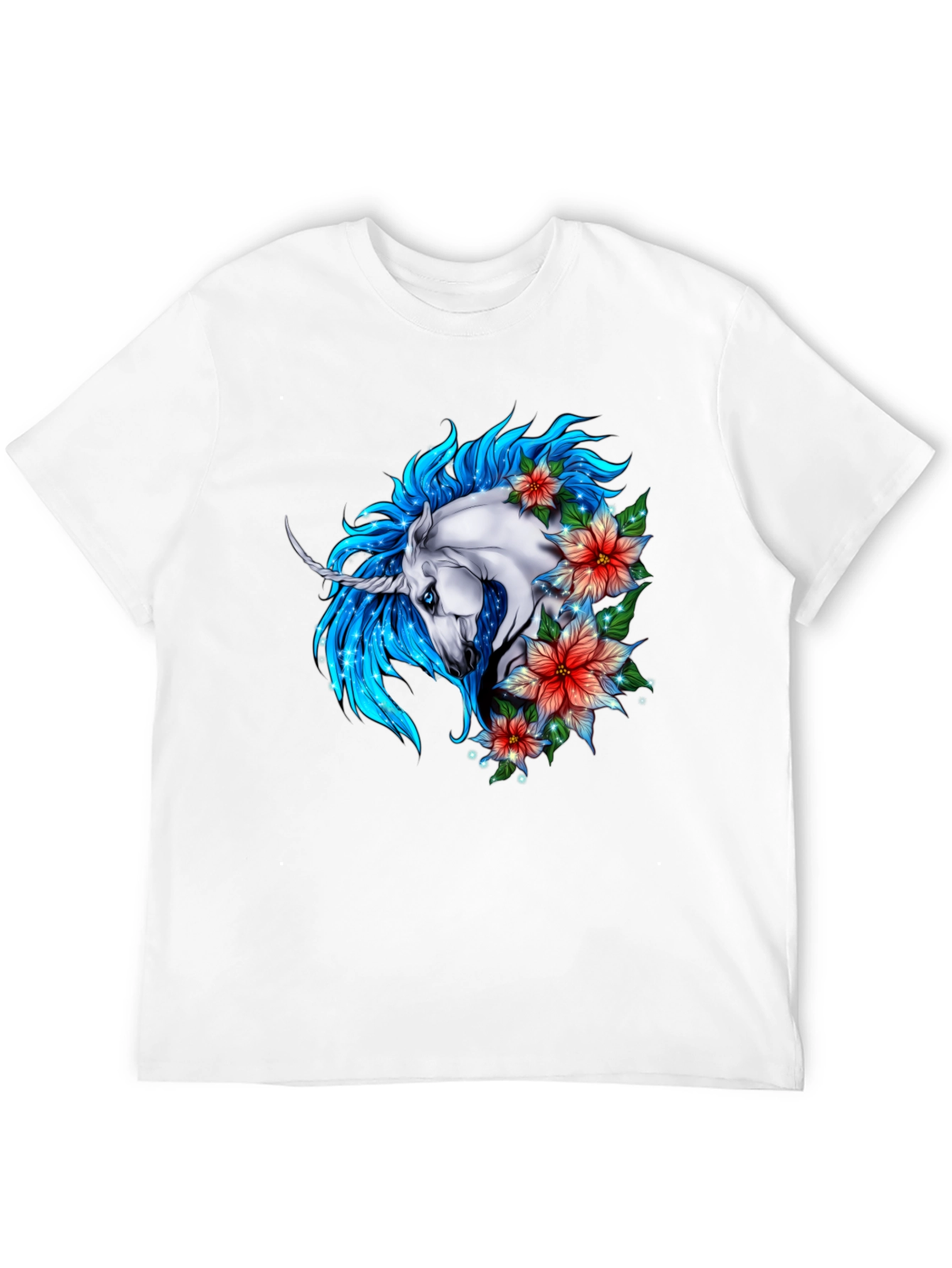 Black Unicorn Floral Graphic Tee - Stylish Men's Black T-Shirt view 12