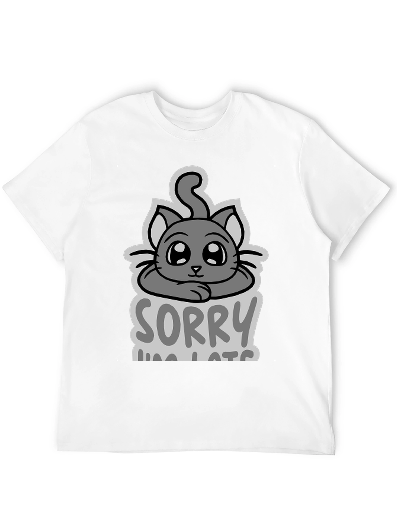 Black Sorry I'm Late Cat T-Shirt view 12