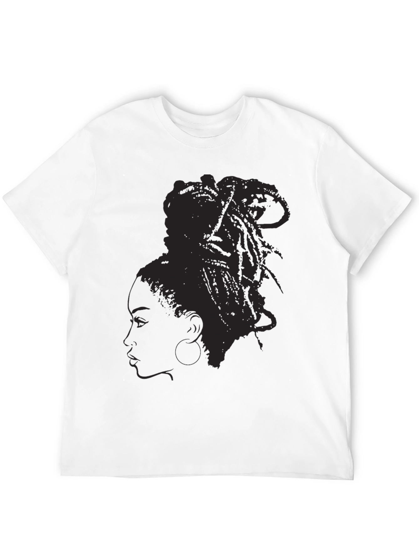 Black Silhouette Dreadlocks T-Shirt - Stylish Black Tee view 12