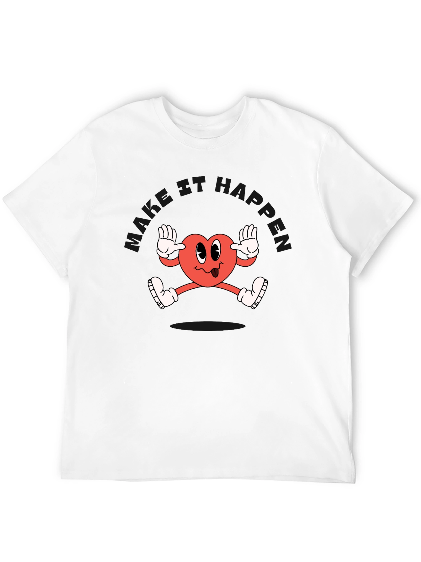 Black Funky Heart Cartoon Black T-Shirt view 12