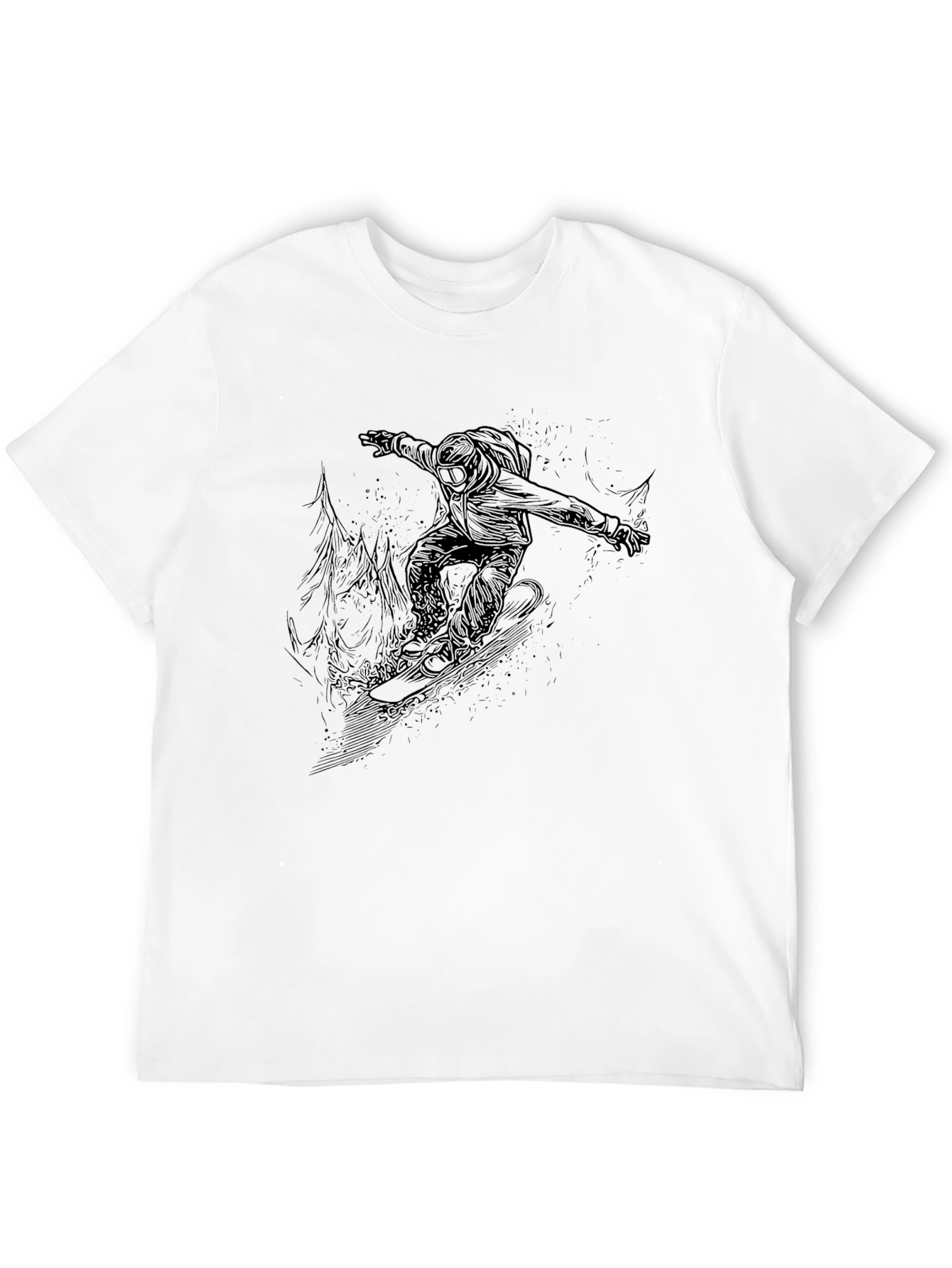 Black Snowboarder Graphic Tee - Black Short Sleeve Crew Neck view 12