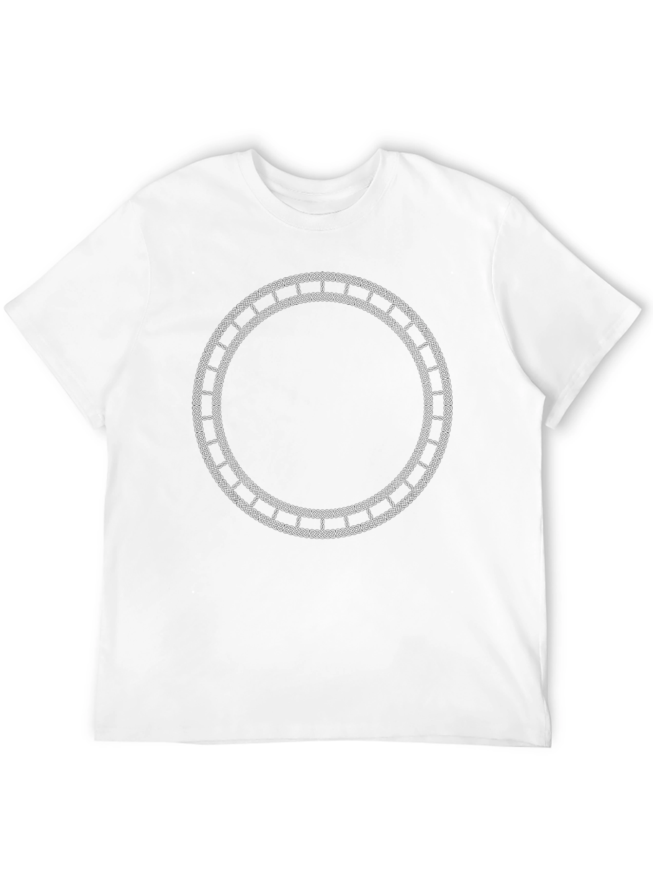 Black Black Graphic Tee with Intricate Circle Design view 12