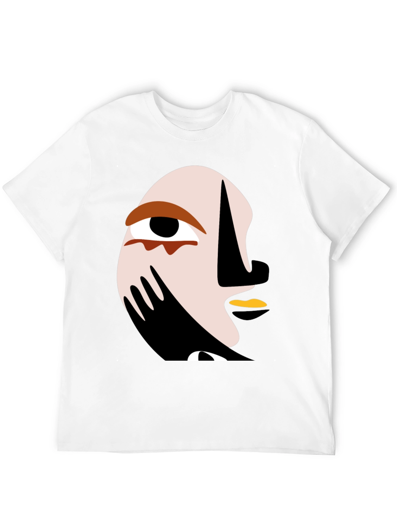 Black Abstract Face Graphic Tee - Modern Art T-Shirt view 12