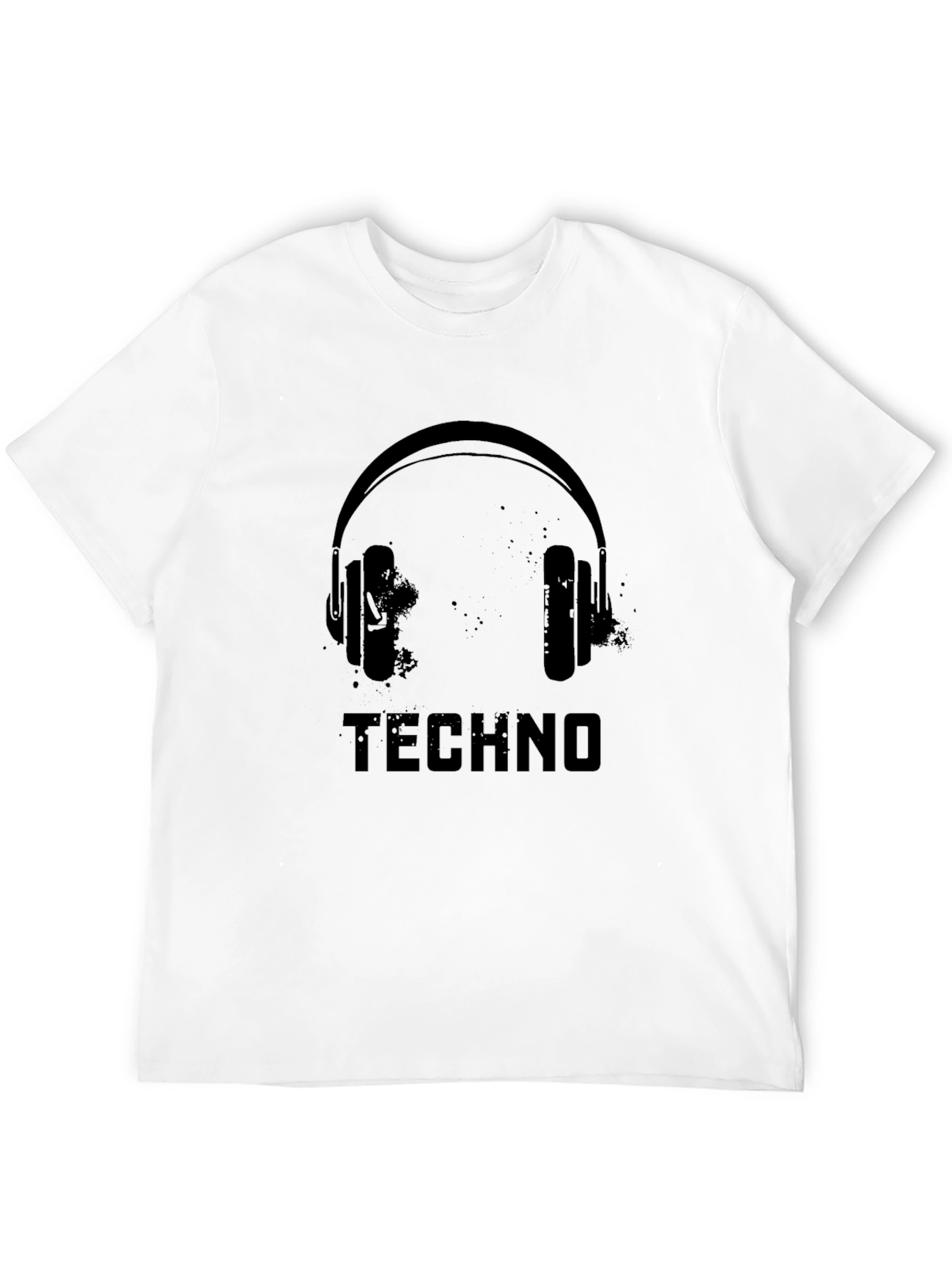 Black Techno Music Headphones Graphic Black T-Shirt view 12